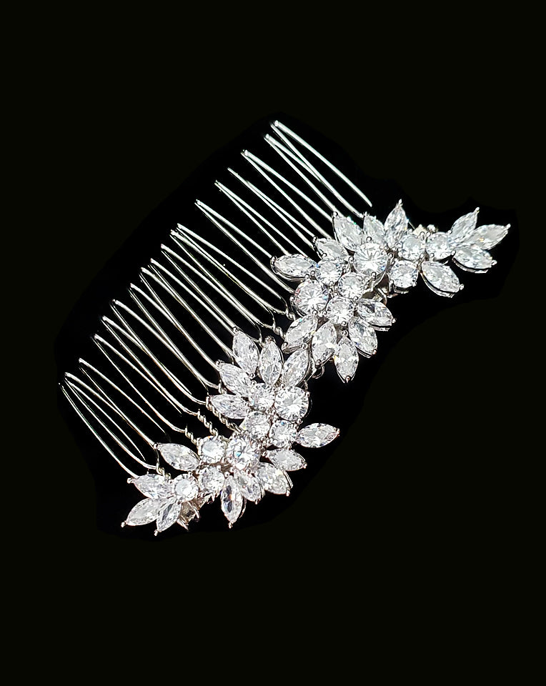 Elegant Bridal Hair Comb with Crystals - Soft & Romantic Side Hair Accessory for Weddings by Stephanie Browne | Perfect for Brides, Prom, and Formal Events