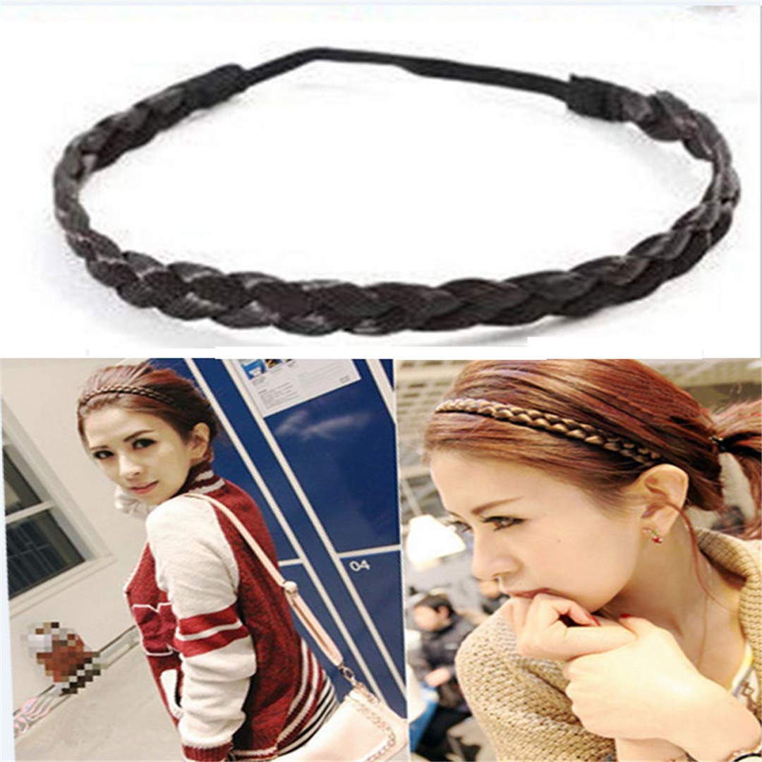 Fashion Hair Accessories - Synthetic Braided Headband, Elastic Hair Band, Scrunchy Headwear in Dark Coffee | Perfect for Everyday Wear, Parties & Special Occasions