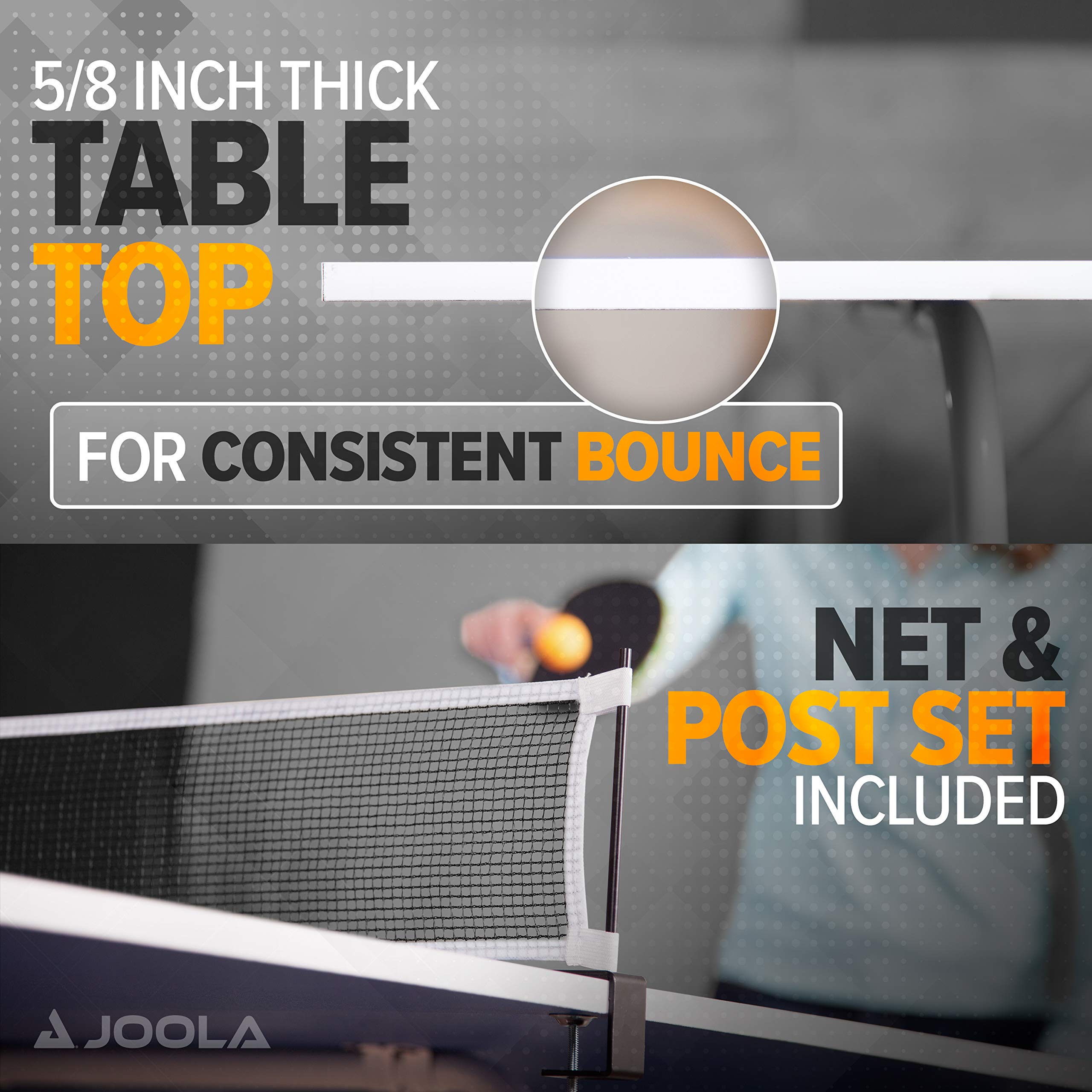 JOOLA 15mm Indoor Ping Pong Table with Quick Clamp Net - Professional Regulation Size Table Tennis Table for Home & Office - Compact Storage Design for Easy Setup - Perfect for Training, Recreation & Family Fun