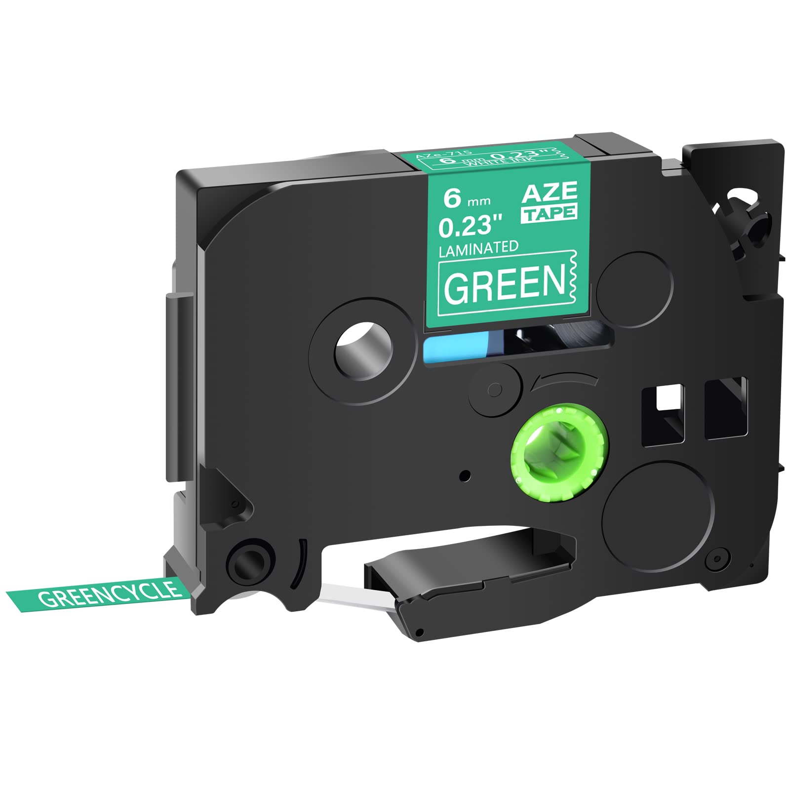 GREENCYCLE 80-Pack White on Green Laminated AZE Label Tapes - Compatible with Brother TZe-715, TZ715, TZ-715 (6mm/0.23 Inch/1/4