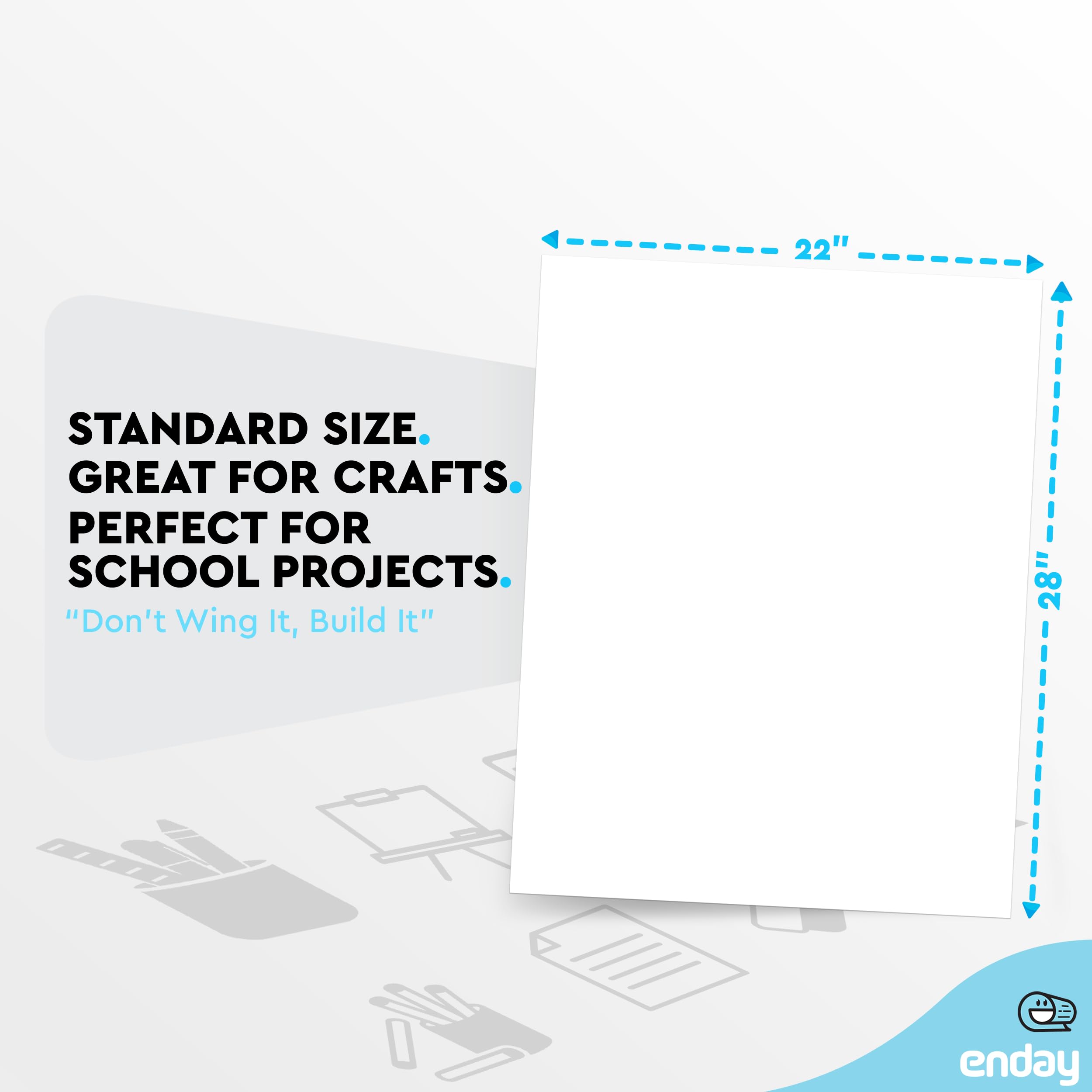 Enday 100 Sheets White Poster Board 22x28 Inches - Bulk Poster Paper for School Projects, Art Crafts, Presentations & Office Displays | Durable Large Posterboard for Classroom, Business & Home Decor