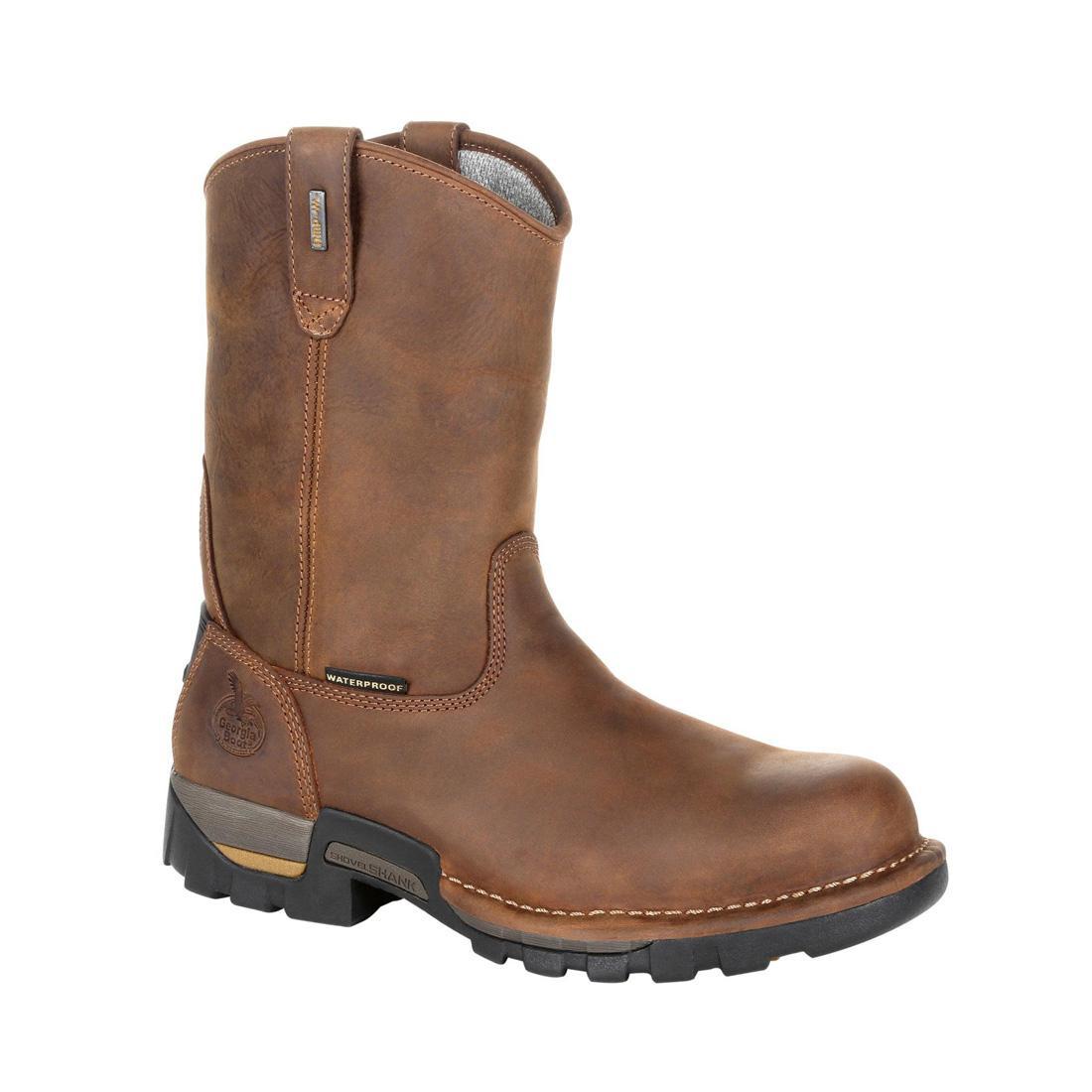 Eagle One Waterproof Pull-On Work Boots for Men - Slip Resistant Safety Shoes for Construction, Hiking & Outdoor Work