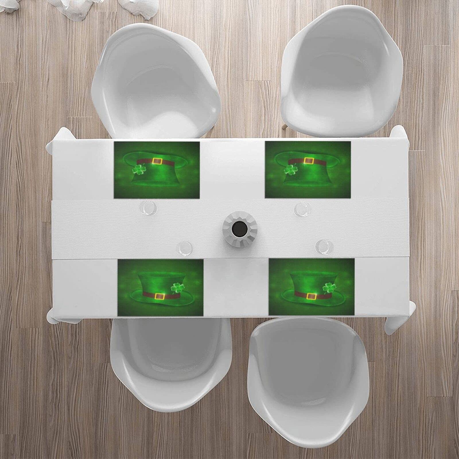 St. Patrick's Day Green Leprechaun Hat Placemats Set of 4 - 12x18 Inch Washable & Heat-Resistant Table Mats for Kitchen Dining Decor | Irish-Themed Party, Holiday Home Decoration