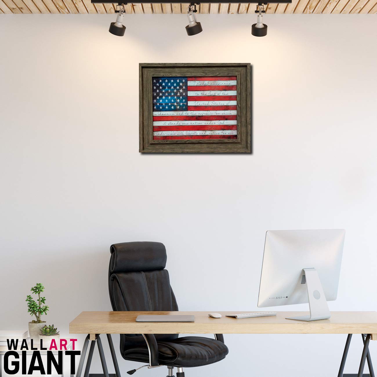 Patriotic Wall Art - Textured American Flag with United States Pledge - Large Canvas Prints in Various Sizes - Perfect for Home Decor, Office & School Classrooms