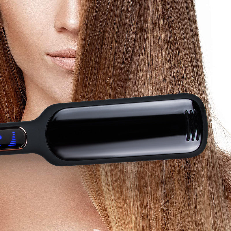 Infrared Hair Straightener with LCD Display - Black Wide Plate Flat Iron for Smooth & Shiny Hair - Perfect for Home Use & Salon Styling