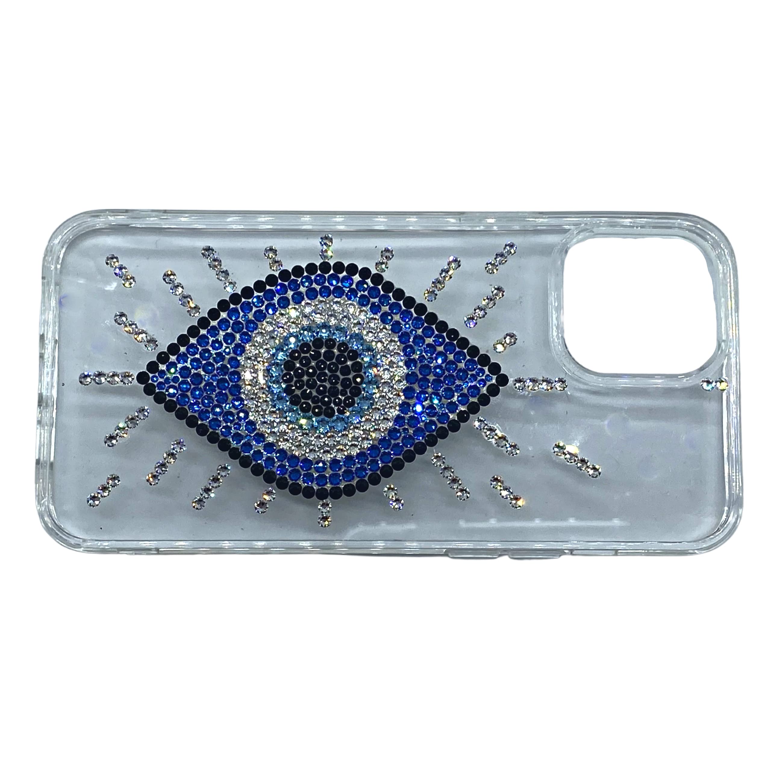 Sparkling Evil Eye Phone Case with Authentic Austrian Crystals - Compatible with iPhone 14/13/12/11, Trendy Protection for Good Luck & Style | Perfect for Parties, Travel & Everyday Use