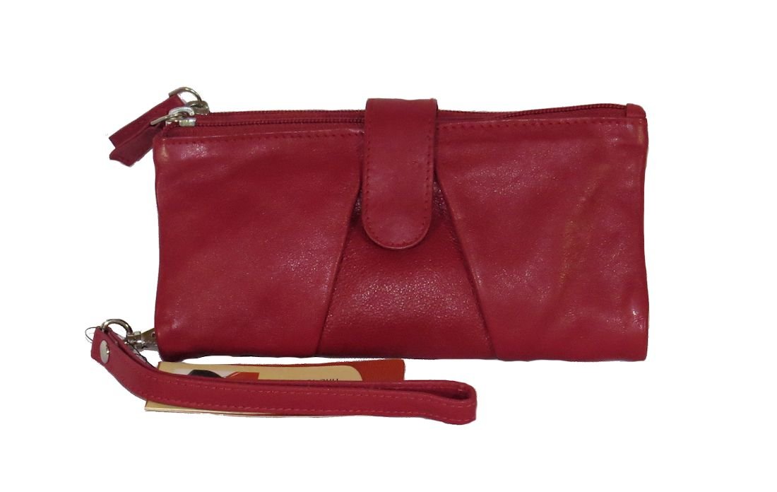 Genuine Leather Women's Wristlet Wallet - Soft RFID Blocking Organizer Clutch for Credit Cards & Cash - Perfect for Travel, Shopping, and Everyday Use