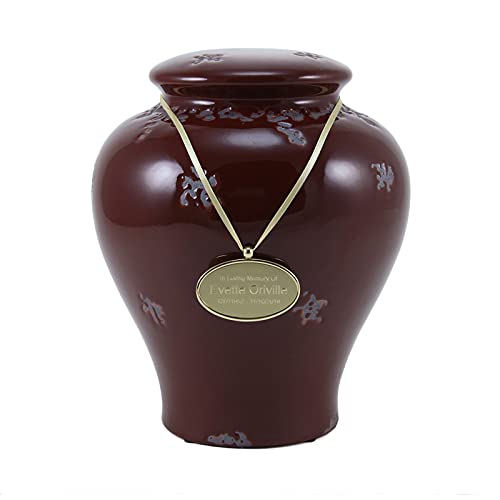 Premium Ceramic Cremation Urn for Adults - Large 200 Cubic Inch Capacity - Elegant Burgundy Red Ashes Urn - Engraving Option Available | Perfect for Memorial Services, Home Display & Honoring Loved Ones