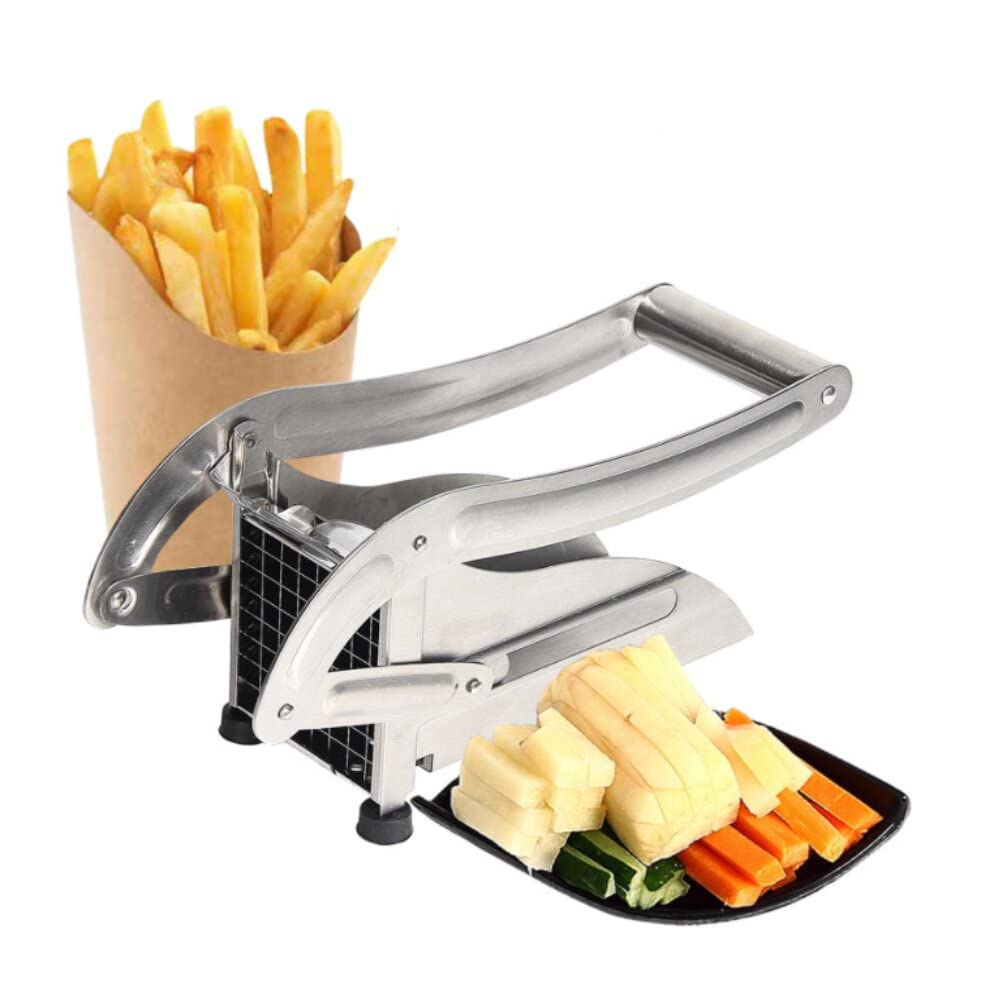 Premium Stainless Steel French Fry Cutter - Heavy Duty Potato Chipper & Slicer for Perfect Homemade Fries, Chips & Wedges | Ideal for Restaurants, Food Trucks & Home Kitchen Use