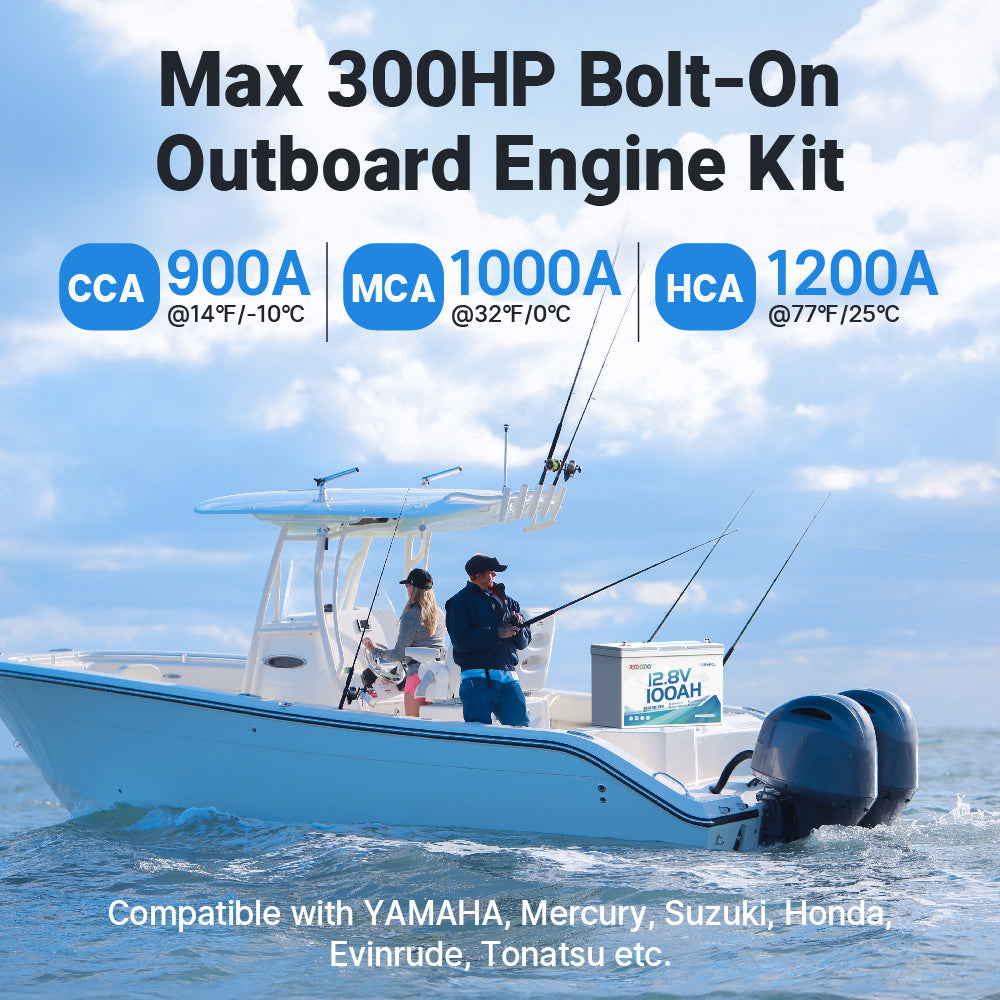Redodo 12V 100Ah 900CCA Group 27 Deep Cycle Marine Battery with Bluetooth & Auto Heating - Perfect for Boats, RVs, and Off-Grid Power Systems