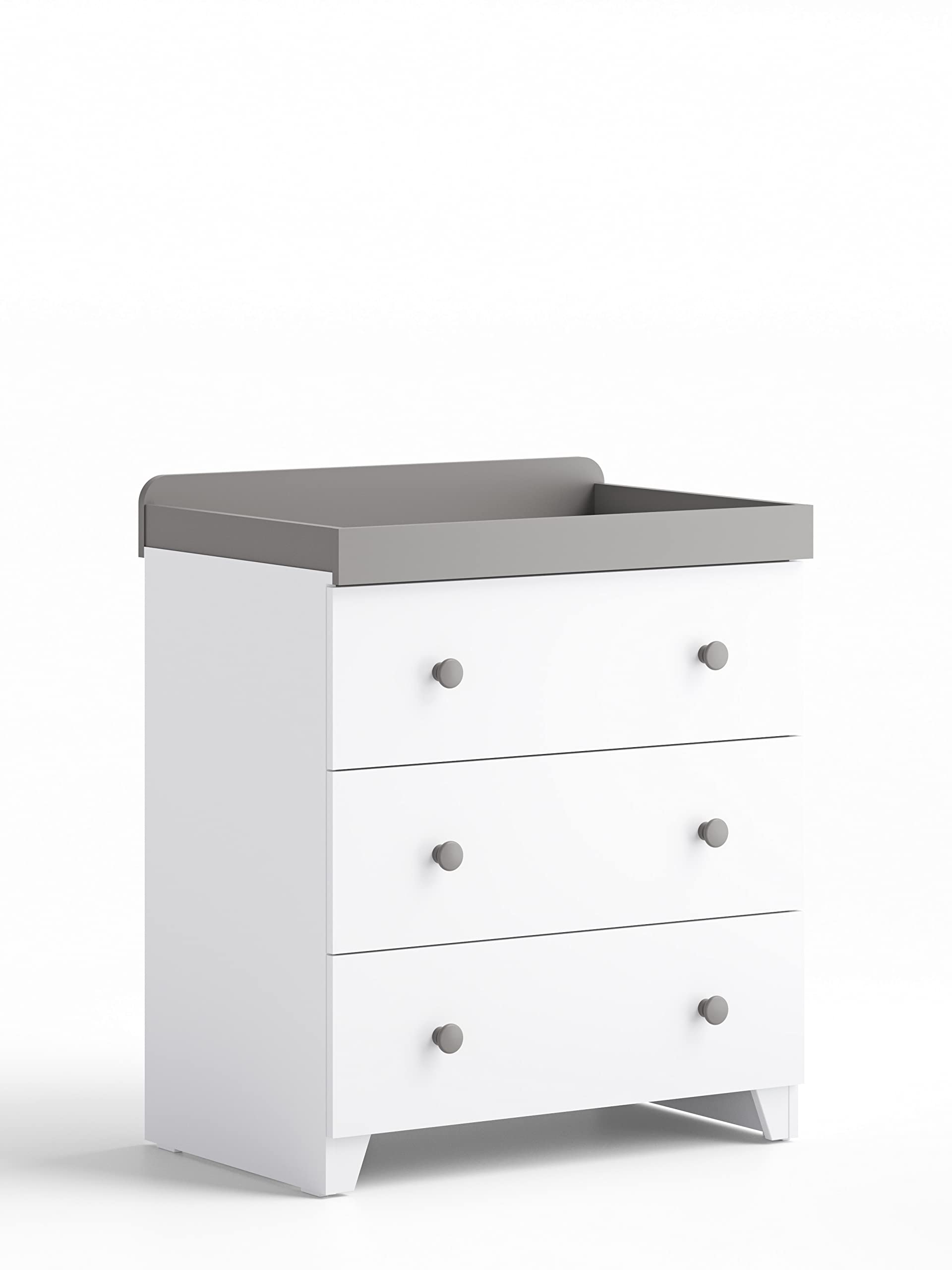 Little Acorns Classic 2-in-1 Nursery Dresser & Baby Changing Table with 3 Drawers - White/Grey Storage Organizer for Baby Clothes, Diapers & Nursery Essentials | Perfect for Newborns & Toddlers