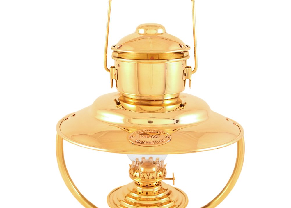 Vermont Brass Trawler Nautical Hanging Oil Lamp - 10 Inch Antique Style Decorative Lantern for Outdoor, Garden, Patio, and Marine Use