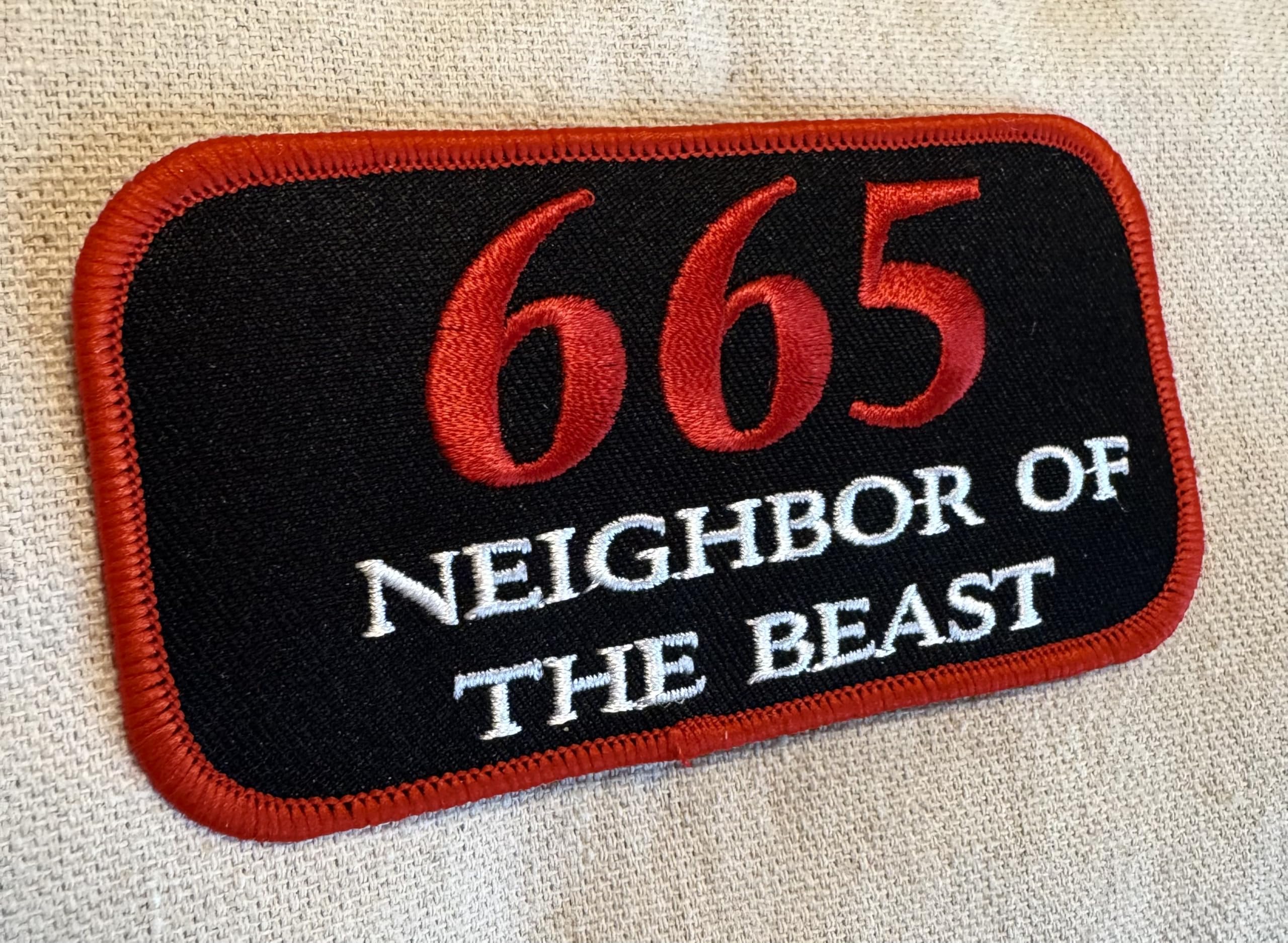 665 Neighbor of The Beast Biker Patch - Iron-On Embroidered Motorcycle Club Badge - 666 Devil Design - Perfect for Biker Jackets, Vests & DIY Clothing Customization