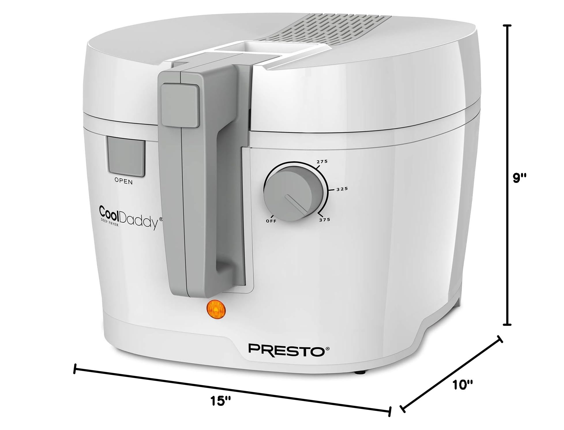 Presto 05443 CoolDaddy Cool-Touch Deep Fryer - White - Safe & Easy Home Cooking for Fried Chicken, French Fries & More
