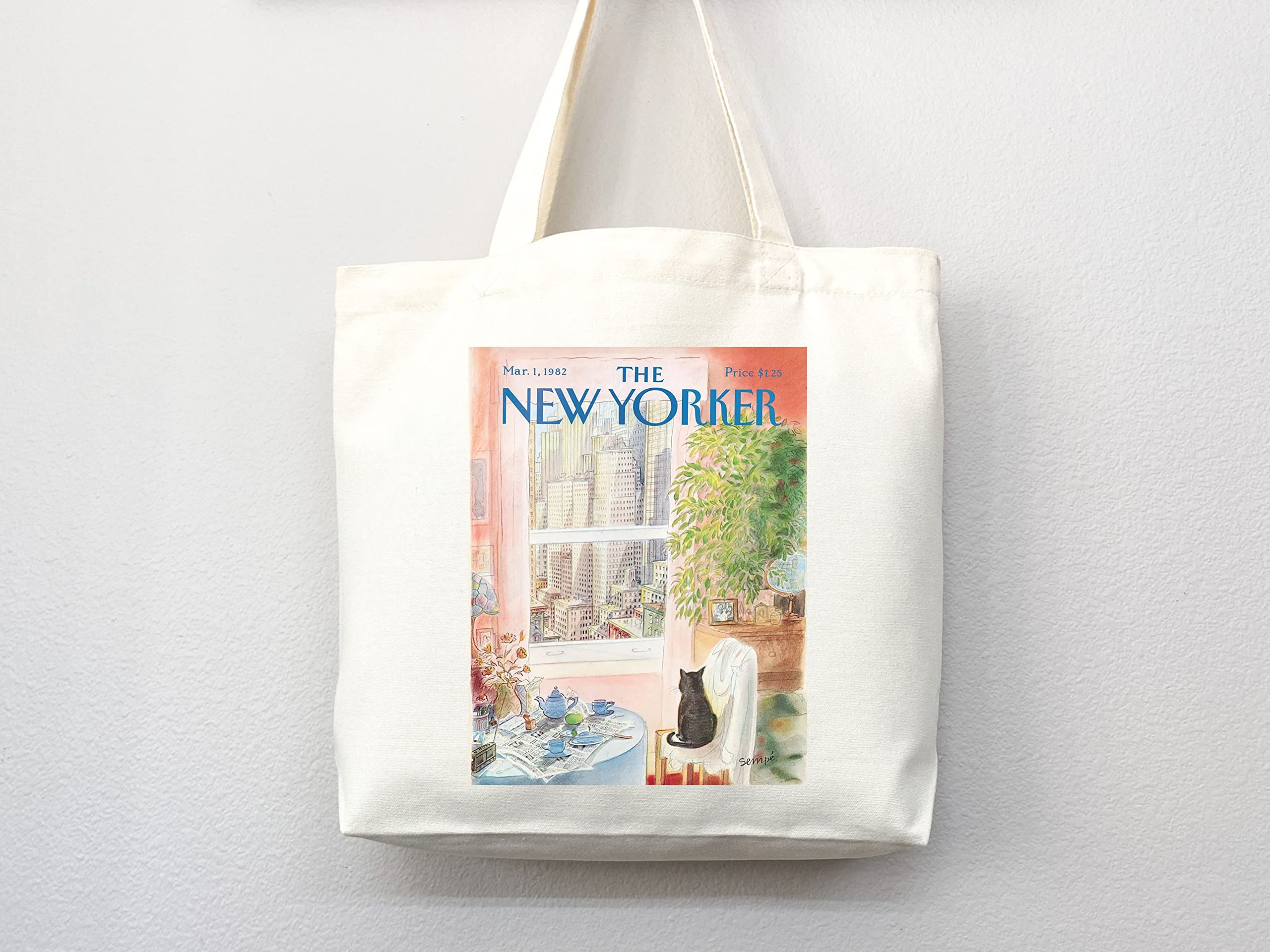 New Yorker Magazine Tote Bag - Stylish Canvas Shopper with Artistic Print for Women, Grocery Shopping, Beach & Everyday Use (Tote Bag Only)