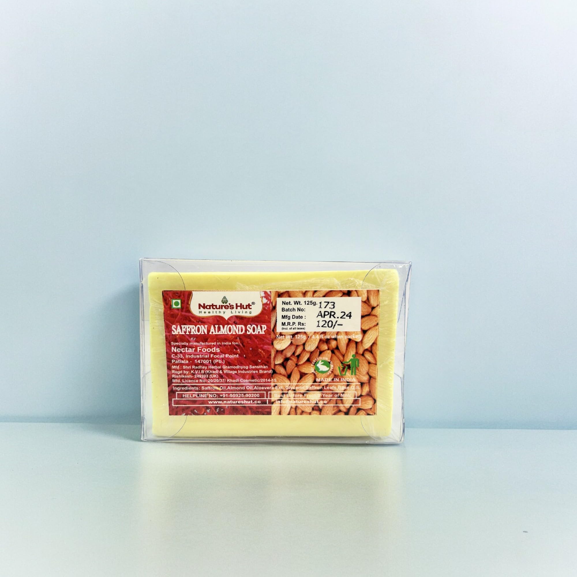 Natures Hut Premium Saffron Almond Handmade Soap Bars (125g, Pack of 3) - All Natural, Organic Skincare for Dry & Sensitive Skin - Perfect for Daily Face & Body Cleansing, Gift Sets