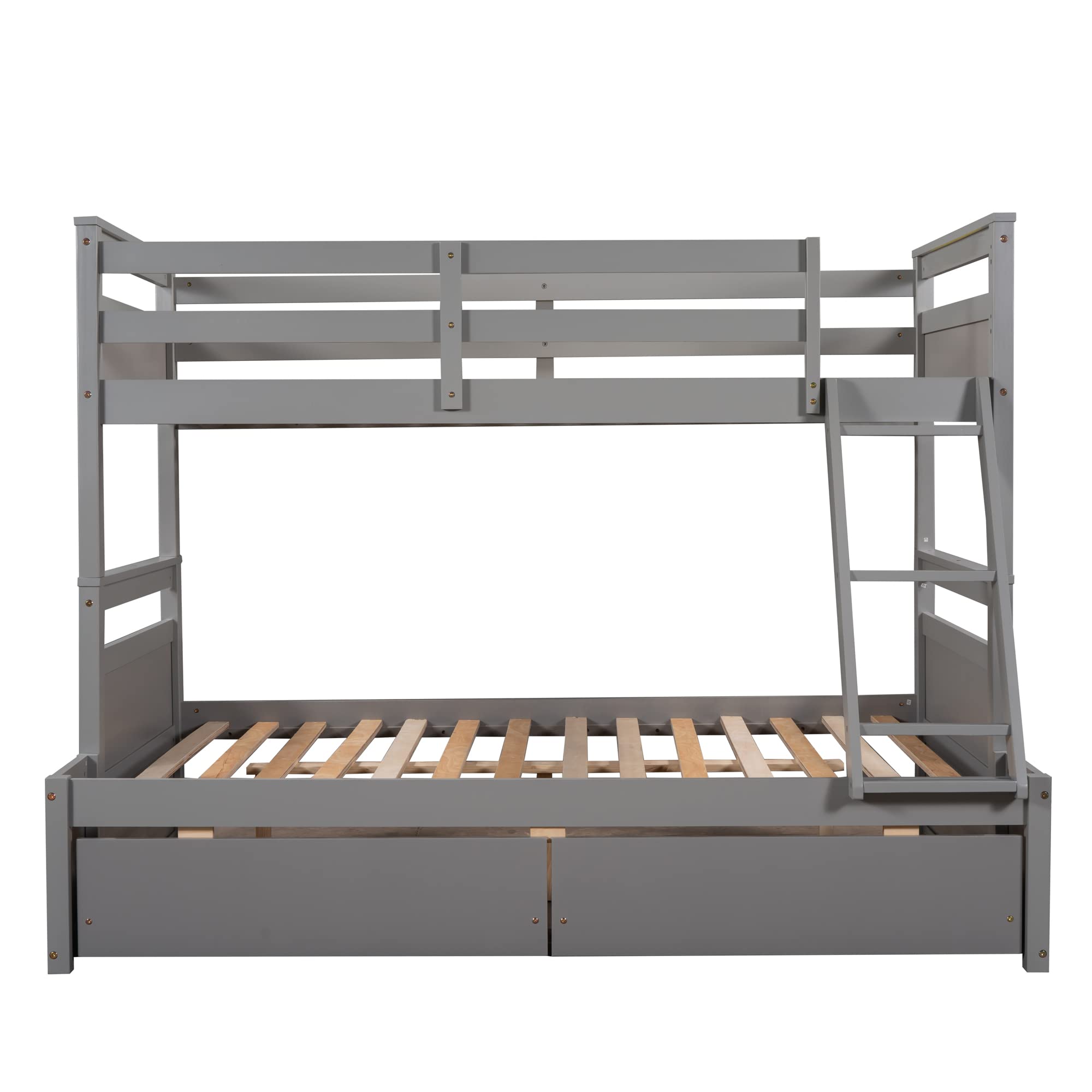 Solid Wood Twin Over Full Bunk Bed with Storage - Convertible to 2 Beds for Kids & Adults - Space-Saving Bedroom Solution