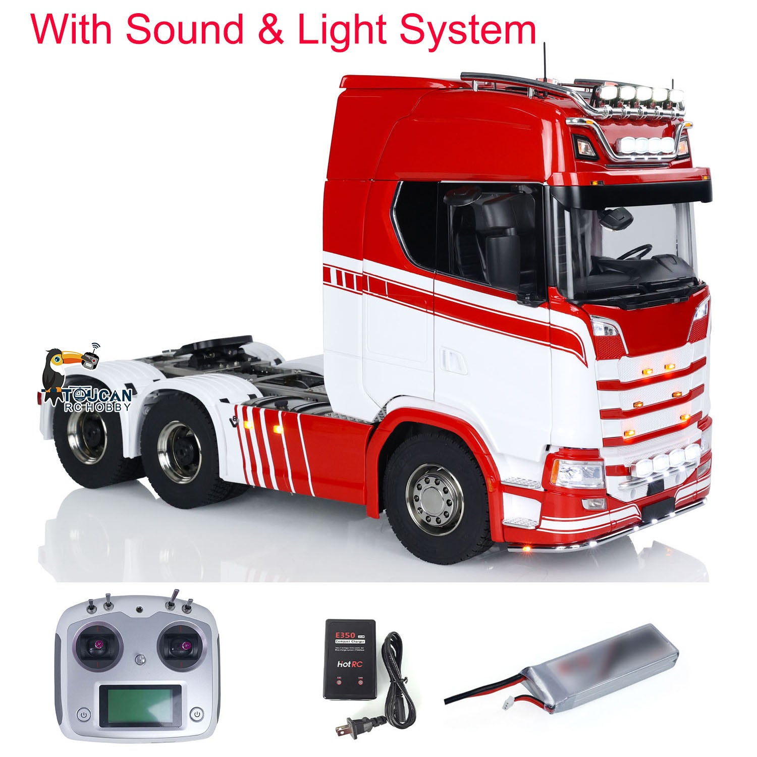1/14 Scale RC Tractor Truck 770S - 6x6 Metal Chassis with Light, Sound & Smoke Effects - 3-Speed Transmission & Differential Lock - Openable Cabin - I6S Remote Control - Perfect for Off-Road Adventures & Construction Play