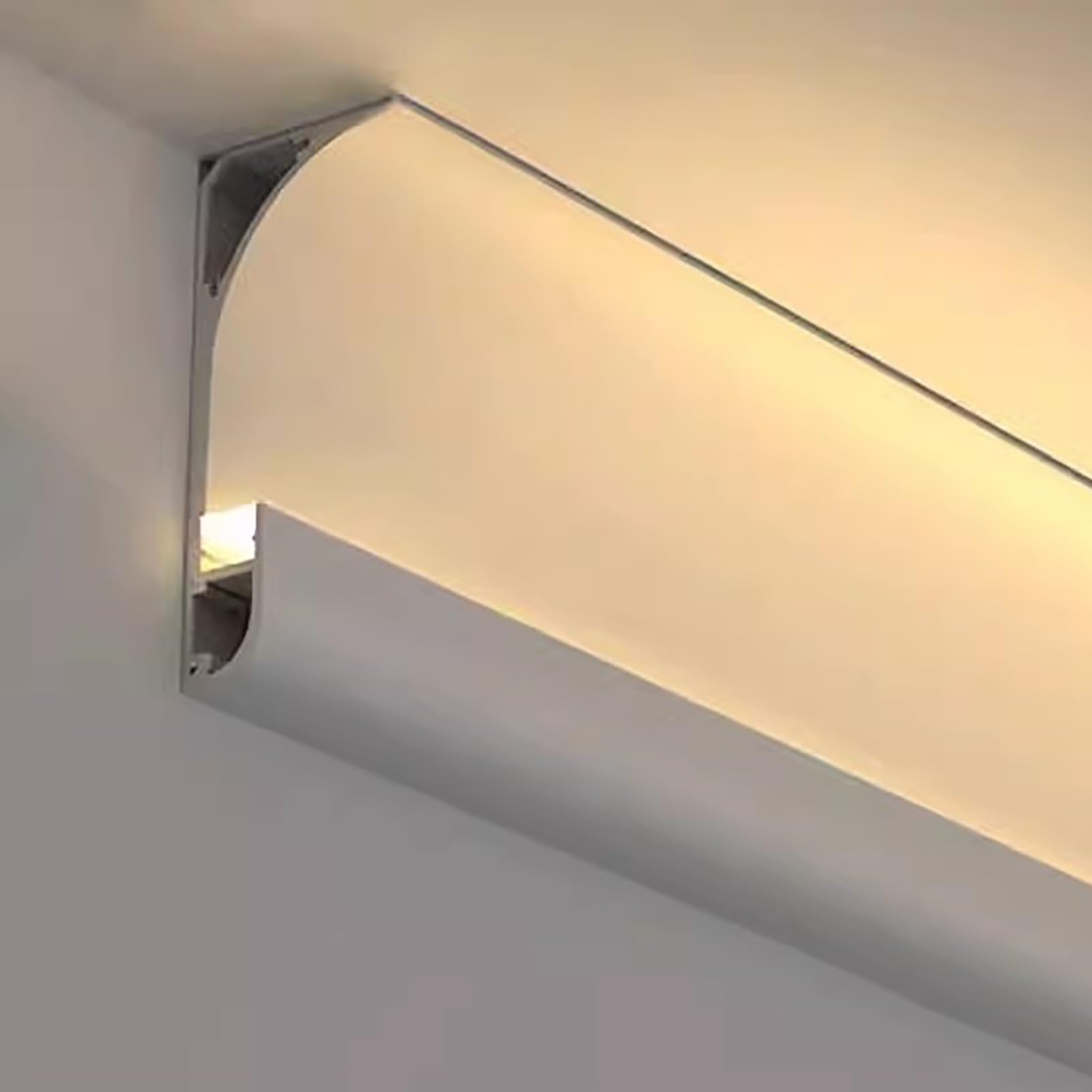 3ft LED Light Strip Diffuser Aluminum Channel - White Large Trim Edge & Cornice Coving for Wall, Ceiling & Baseboard - Perfect for Indirect Lighting, Home Theater & Kitchen Under Cabinet Lighting