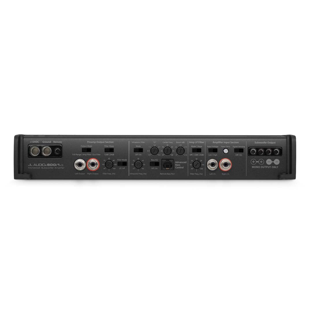 JL Audio 600/1v3 Slash Series Class D Mono Amplifier - 600W RMS Power for Car Audio Systems | Perfect for Bass Enthusiasts & Custom Car Stereo Upgrades
