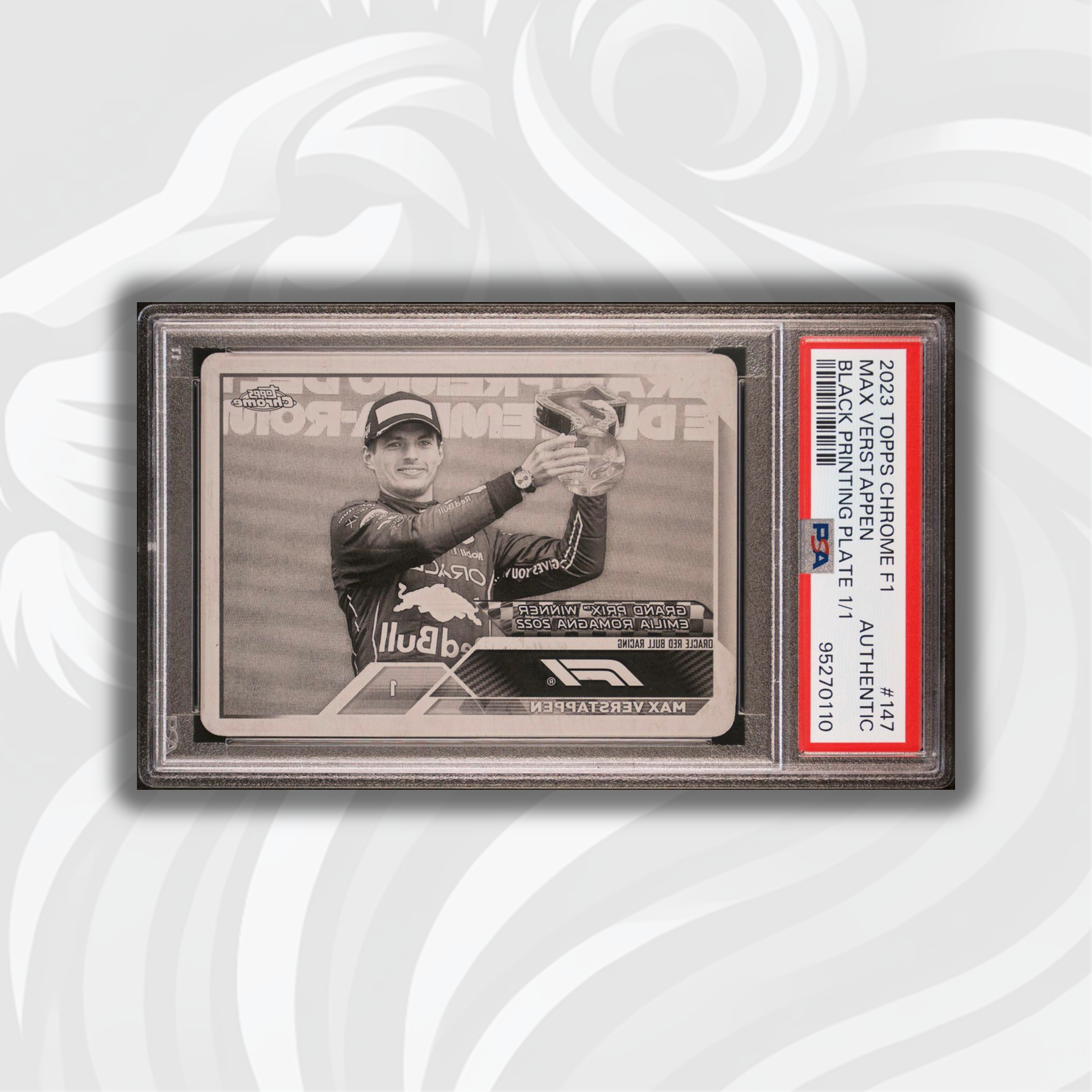 2023 Topps Chrome F1 Max Verstappen #147 Black Printing Plate - Limited Edition Formula 1 Racing Collectible for Fans & Card Enthusiasts - Perfect for Display, Trading, and Memorabilia Collections