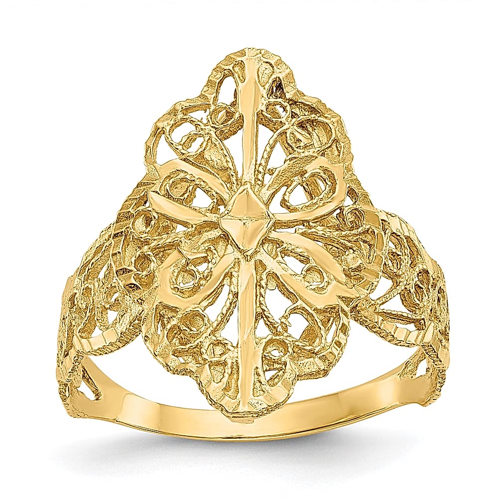 14K Yellow Gold Filigree Band Ring for Women - Size 6.00 Fine Jewelry, Elegant Wedding Band, Anniversary Gift for Her - Perfect for Special Occasions & Everyday Wear
