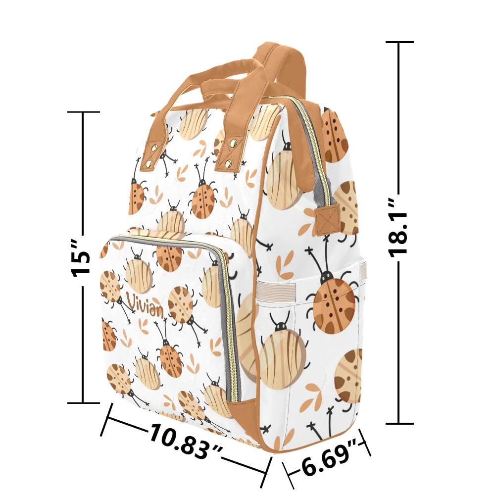 Personalized Brown Animal Print Diaper Backpack for Women & Girls - Custom Name Travel Bag, Tote & Knapsack for Moms, Baby Essentials & On-the-Go Lifestyle