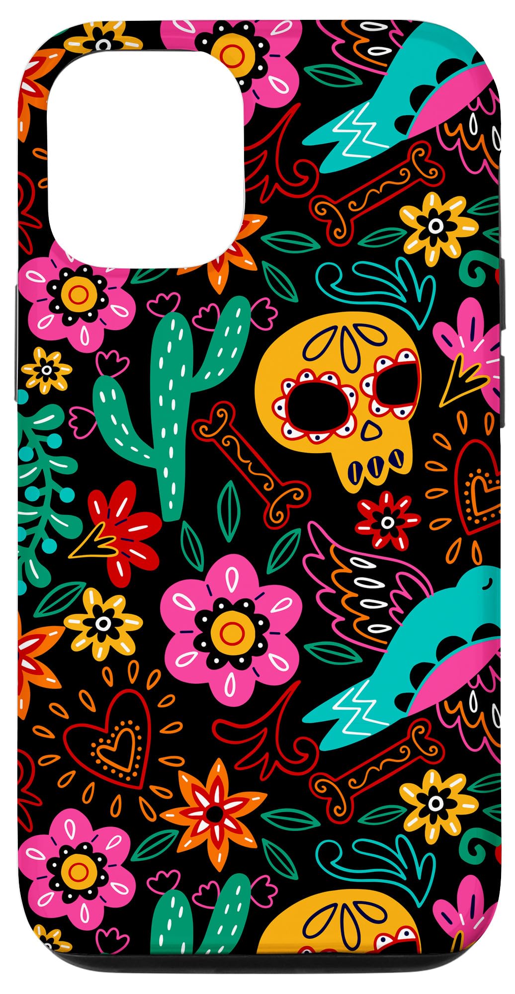 iPhone 12/12 Pro Sugar Skull Case - Día de los Muertos Mexican Day of the Dead Design - Perfect for Halloween, Cultural Celebrations & Phone Protection