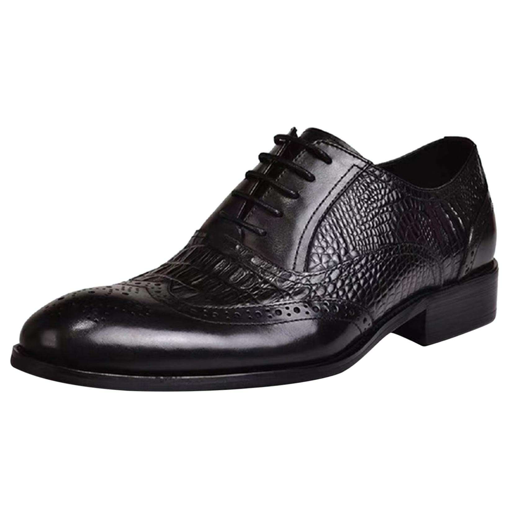 Pimelu Men's Leather Dress Shoes - Retro British Style Formal Business Oxfords for Men | Lace-Up Leather Shoes for Office, Wedding & Special Occasions