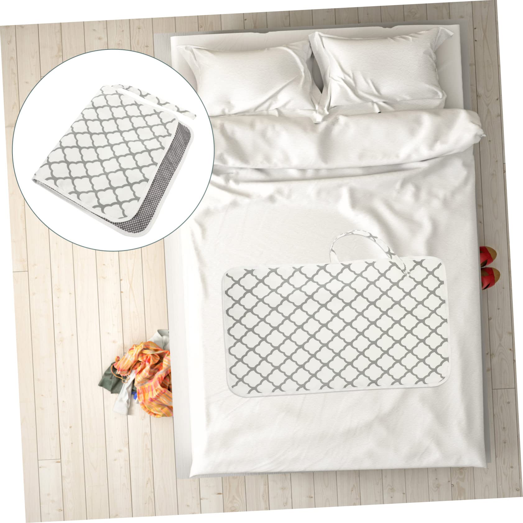 ifundom 4-Pack Portable Baby Changing Mat - Soft Washable Changing Pad with Polyester Cotton Blend, Grey - Perfect for Diaper Changes at Home, Travel & On-the-Go
