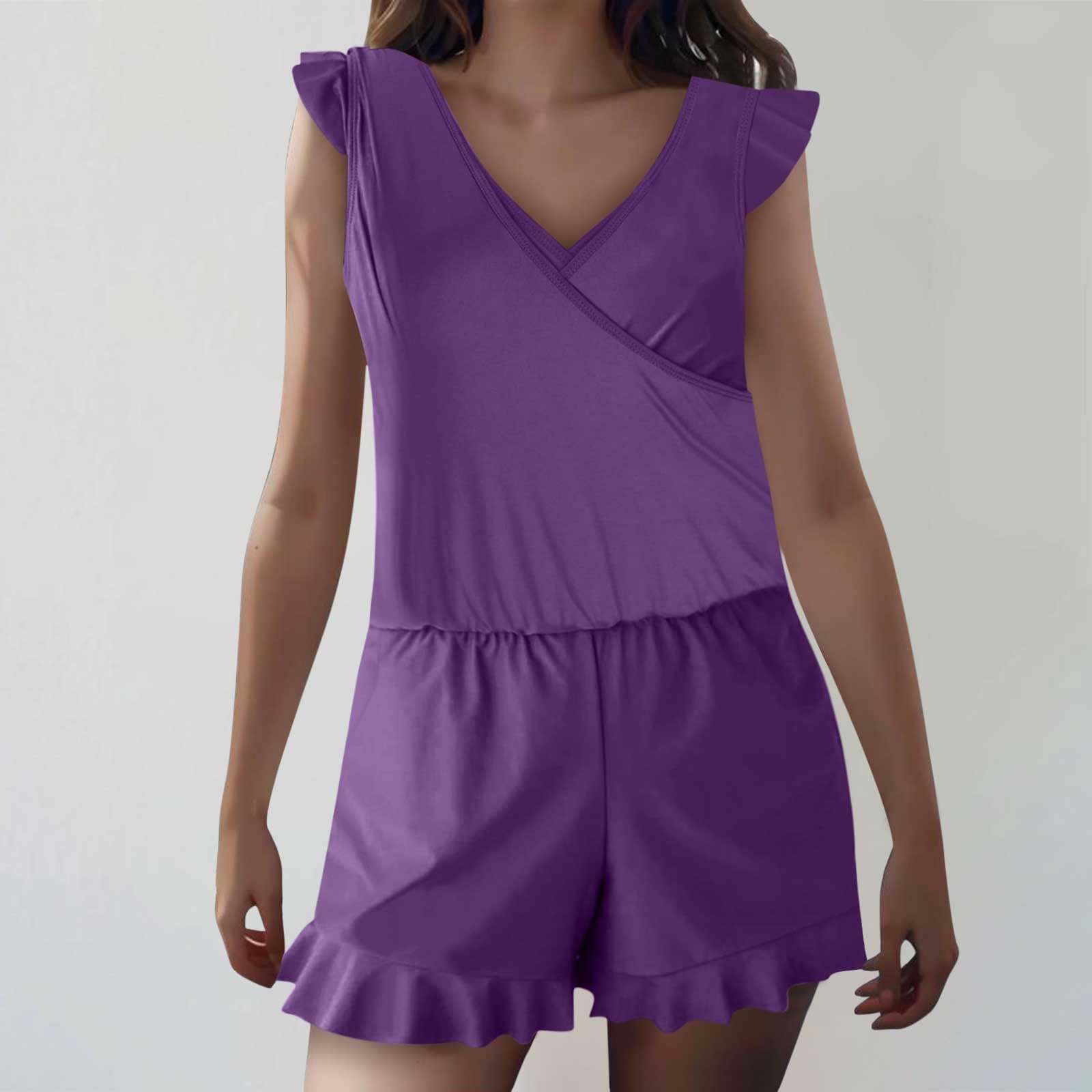 Women's Ruffle Sleeve Romper Swimsuits - One Piece Bathing Suit with Built-in Bra & Shorts | Beachwear, Pool Party, Summer Vacation Outfit