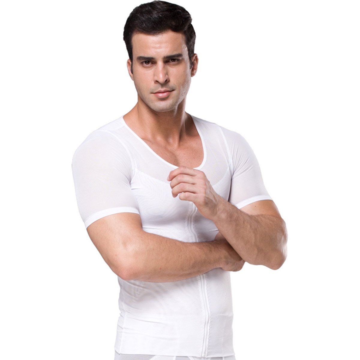 FEOYA Men's Slimming Body Shaper Tank Top with Zipper - Tummy Control Compression Vest Undershirt for Workout & Everyday Wear