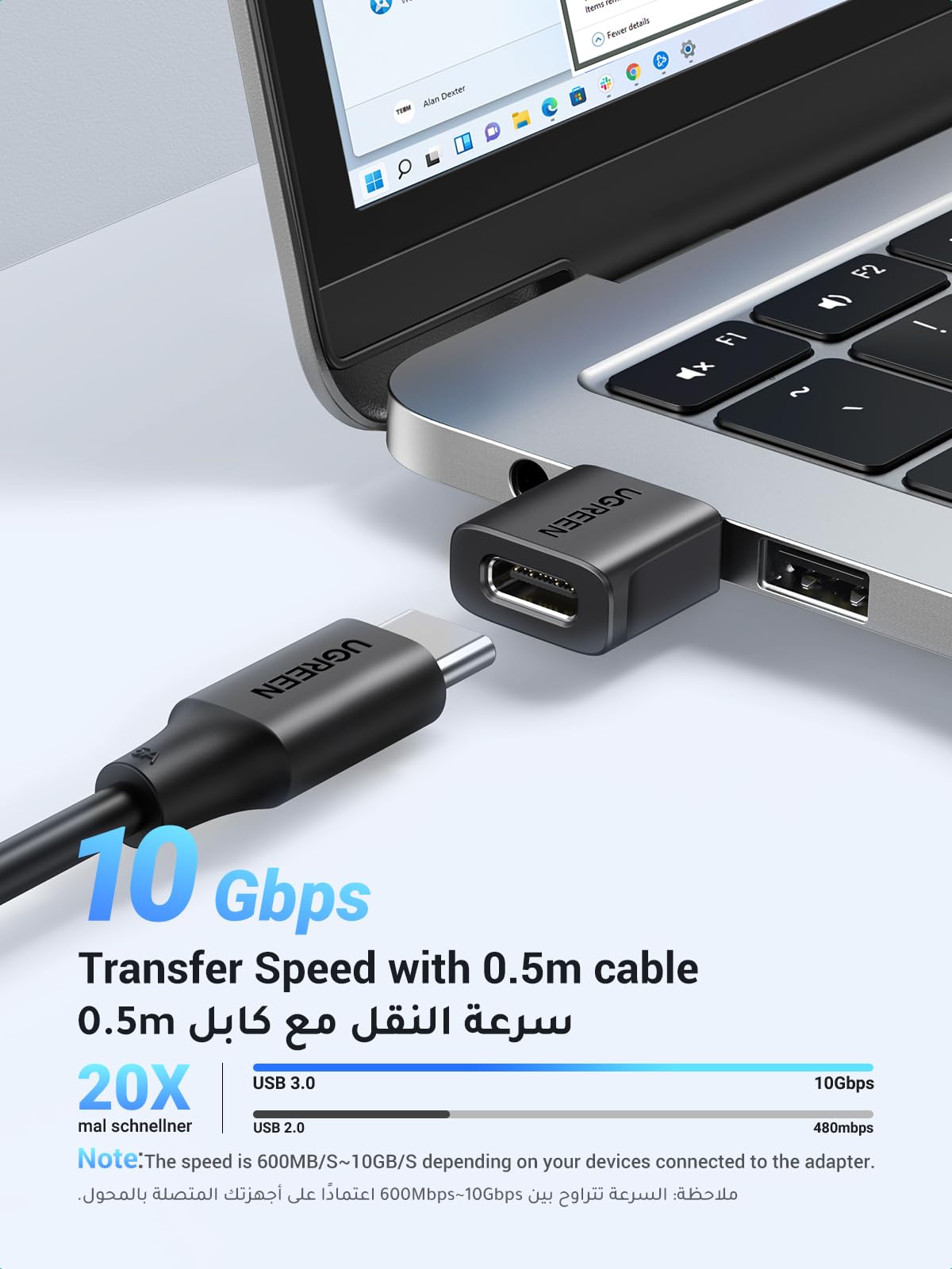 UGREEN USB C to USB Adapter 2Pack - 10Gbps Type C to USB A Female to Male Converter - Compatible with iPad Pro/Air, iPhone 16 Pro Max, Galaxy S23/S24 Ultra - for Data Transfer, Charging & Device Connectivity