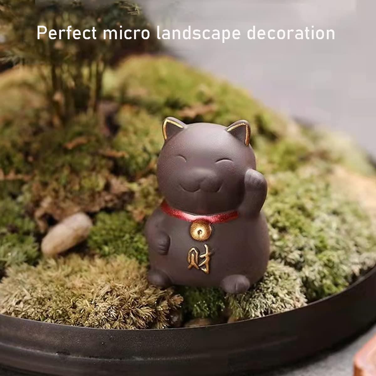 Angry Cat Zisha Tea Pet Figurine - Kung Fu Tea Accessory for Frog Tea Set, Purple Lucky Cat Tea Table Decoration | Perfect Gift for Tea Lovers | Use in Tea Ceremonies, Home Office Decor & Zen Meditation Spaces