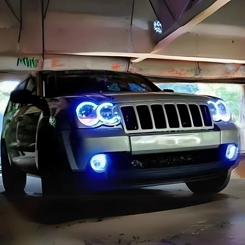 Jeep Grand Cherokee Multicolor Halo Headlight Kit (2005-2010) - LED Angel Eyes for Off-Road & Night Driving