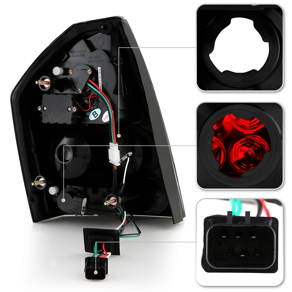 ACANII Black LED Tail Lights Brake Lamps Replacement for 2005-2007 Chrysler 300 (Excluding 300C) - Driver & Passenger Side - Enhance Night Visibility & Safety for Street Driving