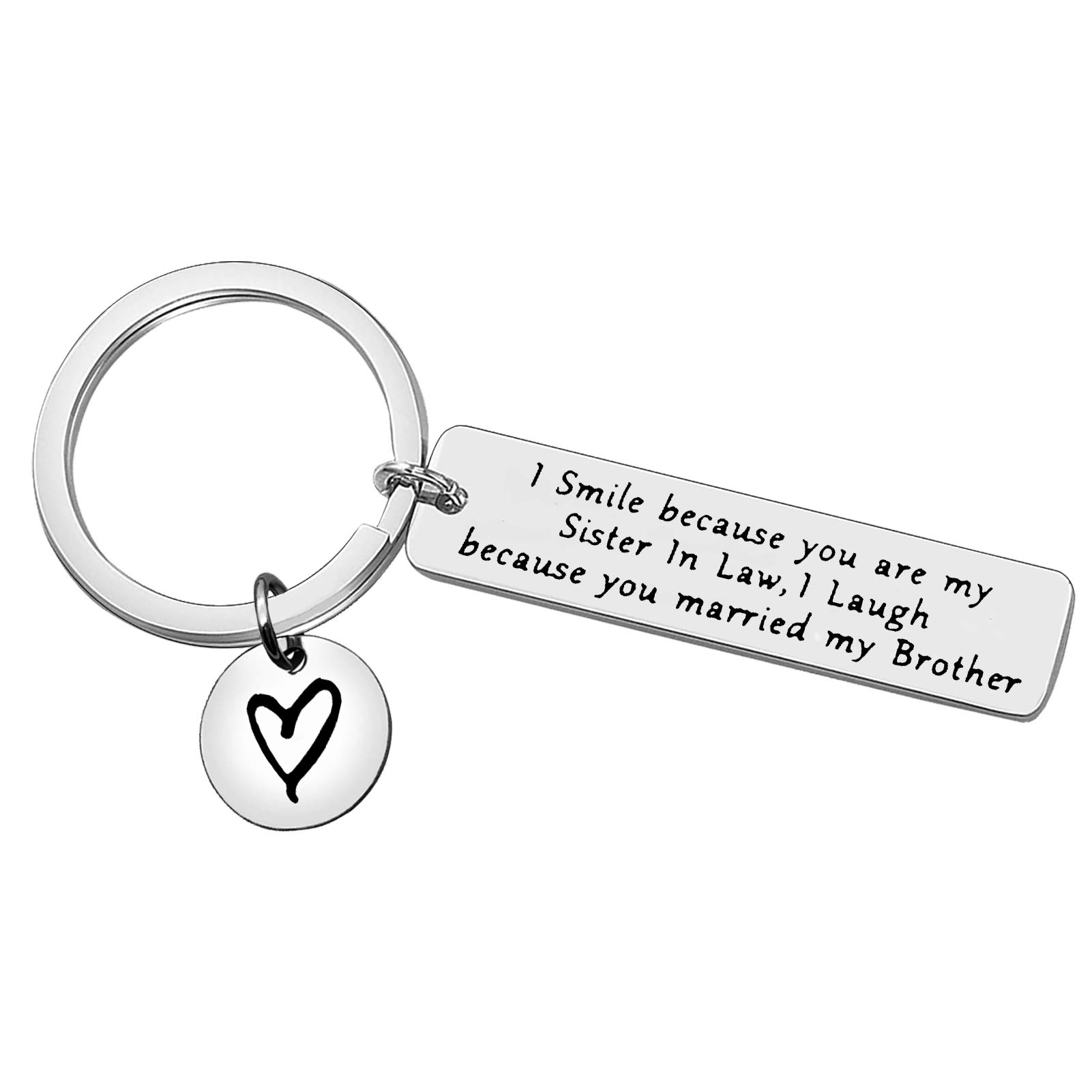 Funny Sister-in-Law Keychain - Perfect Wedding Gift for Bride & Groom, Bridal Shower Present from Brother/Sister - Christmas & Birthday Jewelry Gift Idea - Great for Family Celebrations & Special Occasions