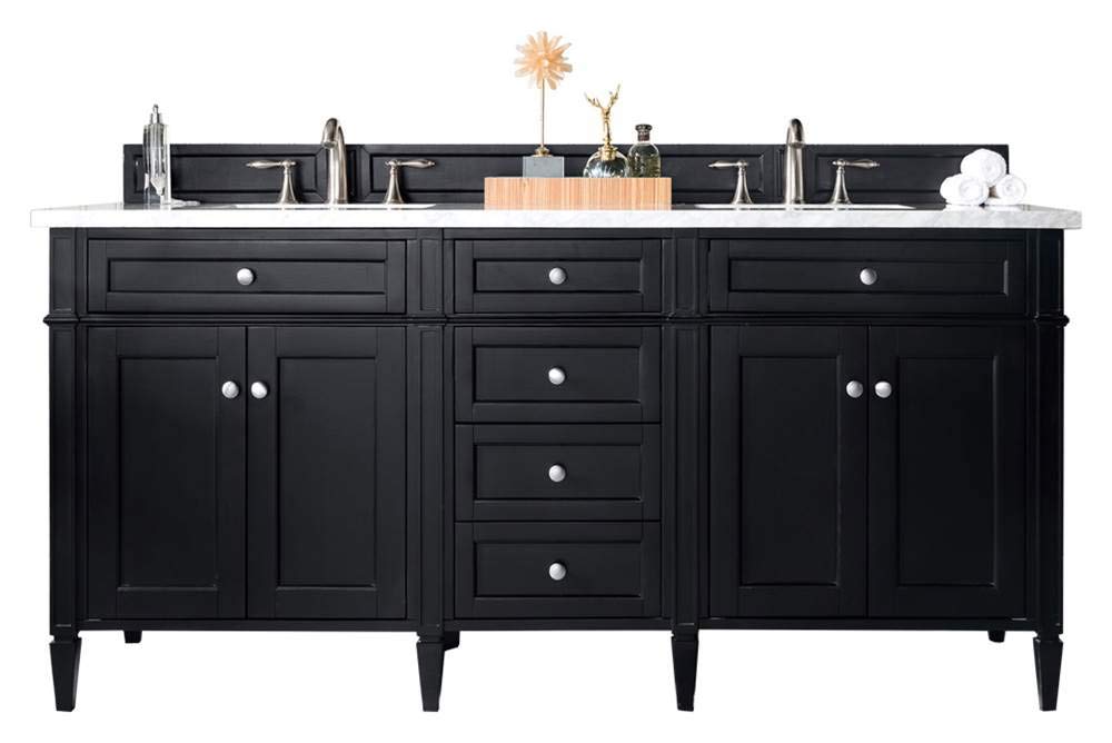 72-Inch Double Bathroom Vanity in Black Onyx - Modern Sink Cabinet with Soft-Close Drawers for Master Bathroom & Guest Bath Remodel