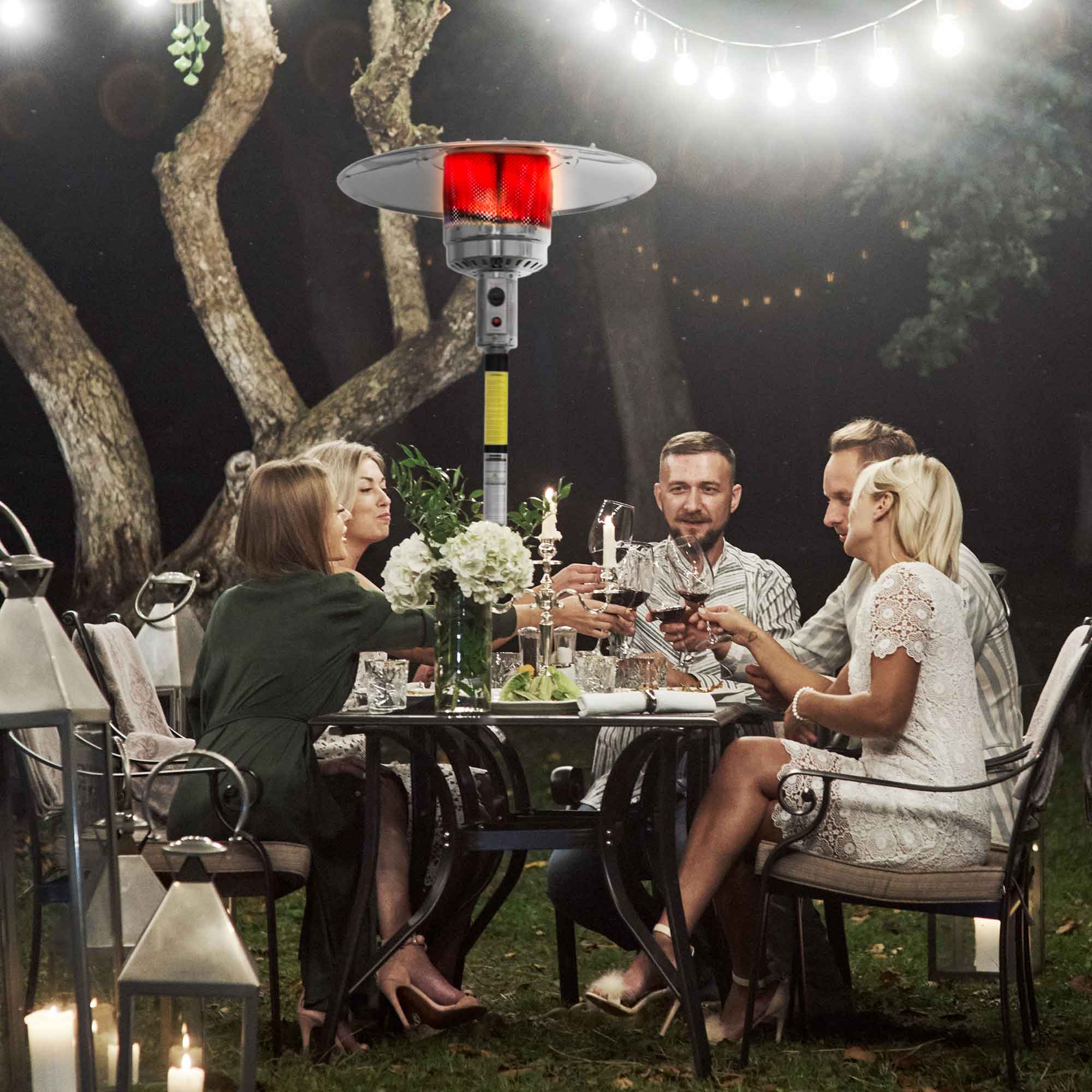 13kW Freestanding Outdoor Gas Patio Heater with Wheels & Weatherproof Cover - Commercial & Home Use - Black (DG220) - Perfect for Restaurants, Backyards & Outdoor Events