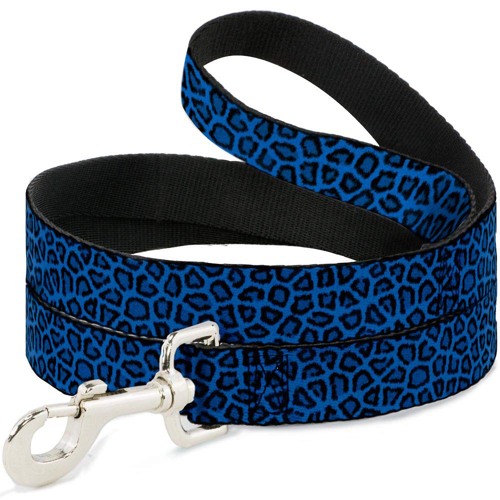 Buckle-Down 6FT Pet Leash for Dogs - 1 Inch Wide Leopard Turquoise Pattern - Heavy Duty Retractable Dog Walking Lead - Perfect for Outdoor Adventures, Park Visits, and Daily Walks