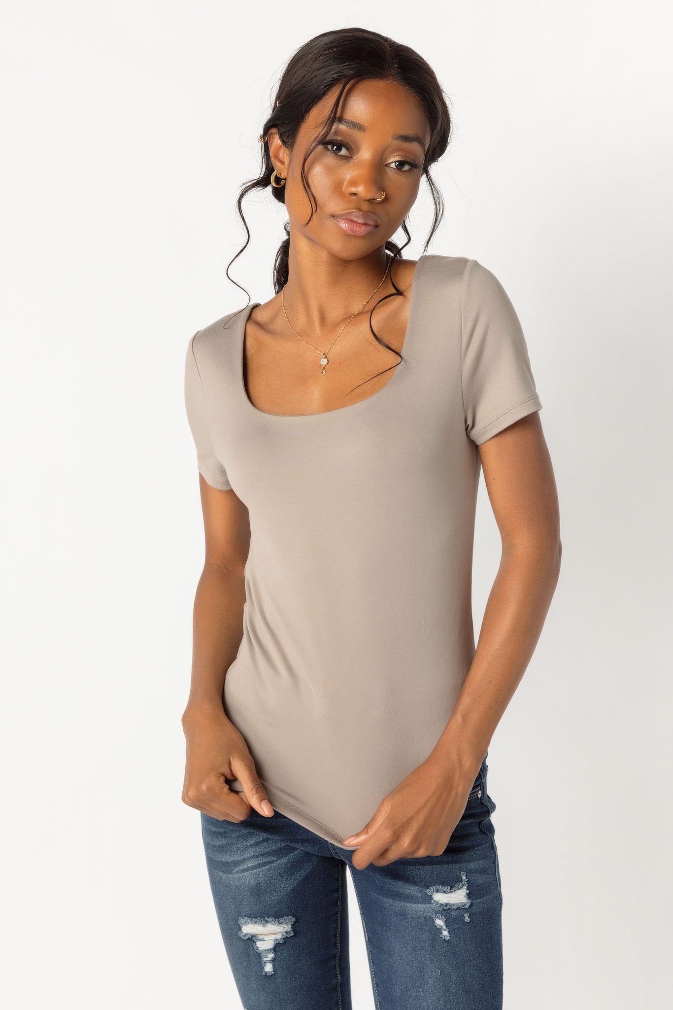 Women's Short Sleeve Square Neck T-Shirt - Casual Summer Blouse for Outfits, Dating & Work | Breathable Cotton Top