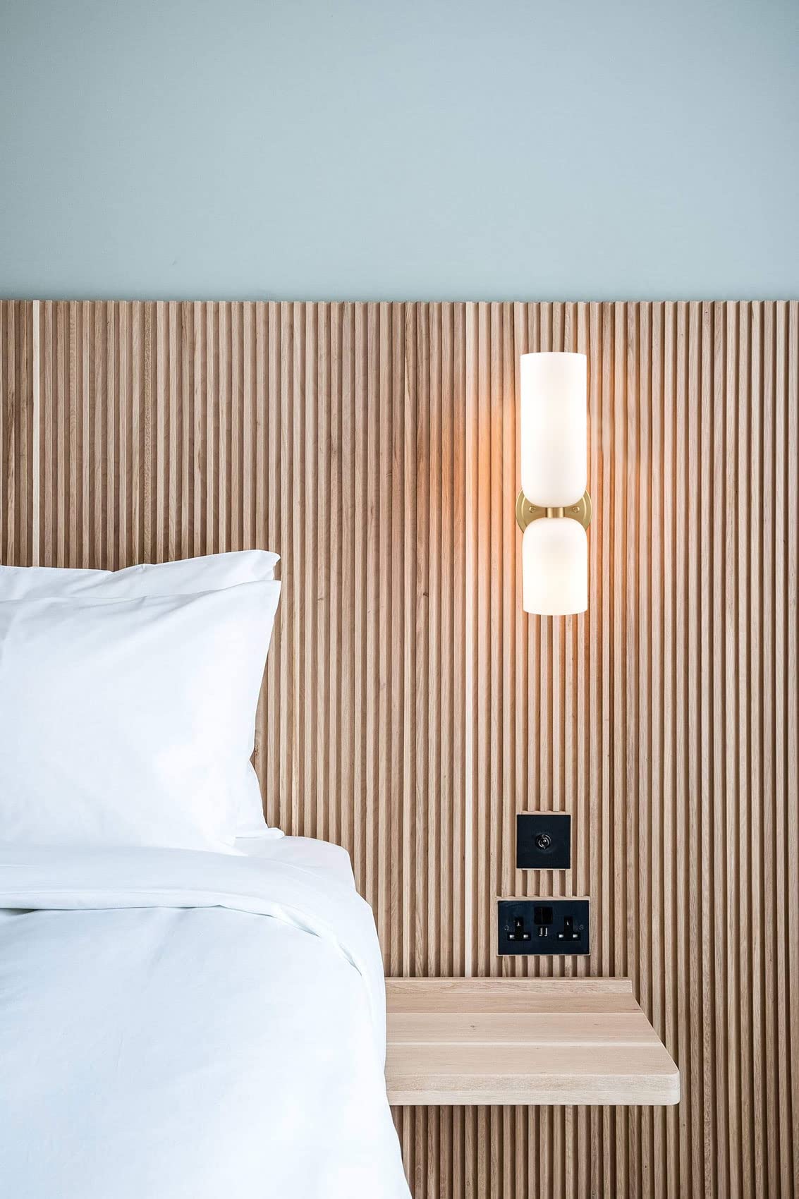 Modern Gold Wall Sconces Set of 2 - 2-Light Bathroom Vanity Lighting with Milky White Glass Shades - Perfect for Bathroom, Bedroom, and Hallway Decor