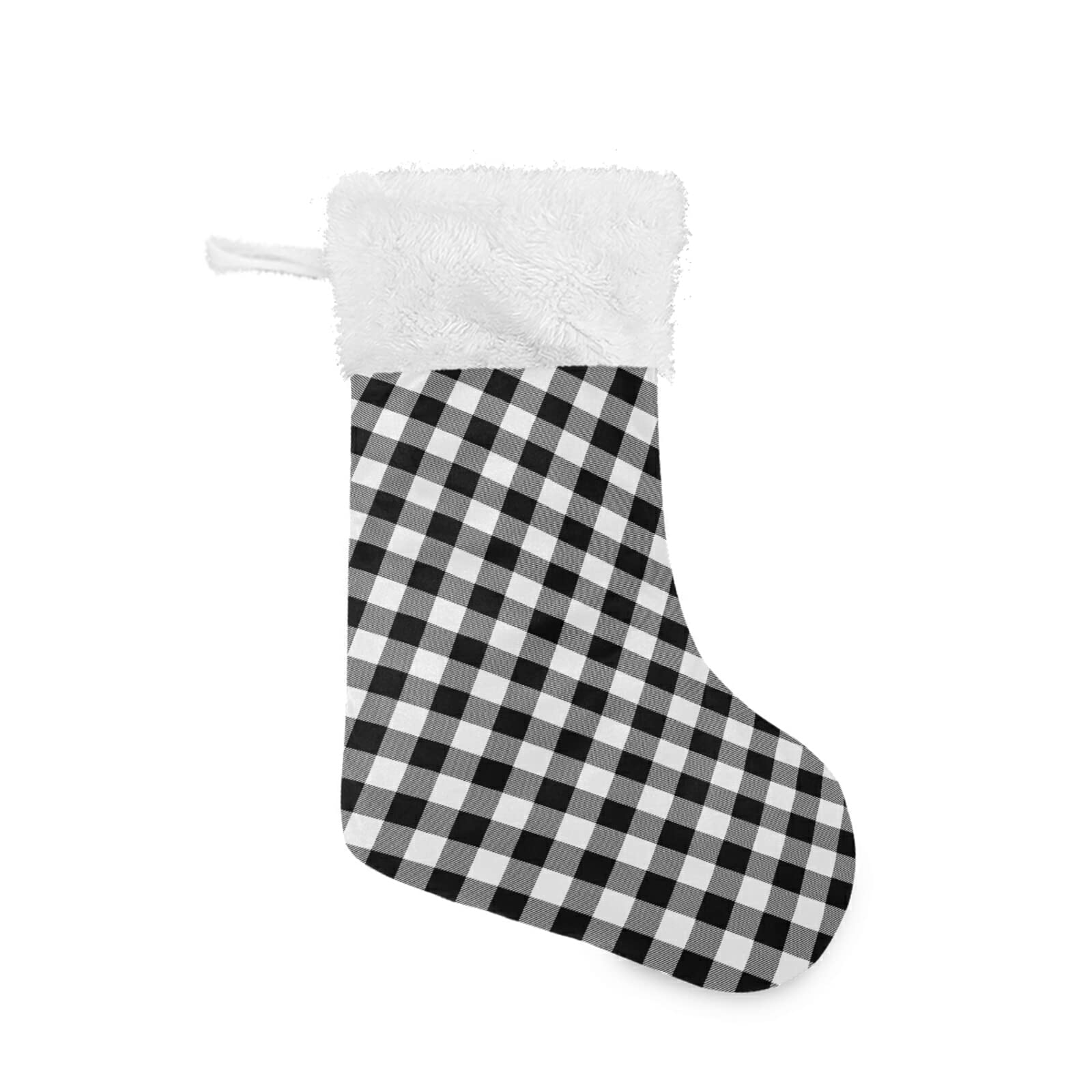 Black and White Buffalo Plaid Christmas Stockings - 2 Pack Holiday Fireplace Hanging Stockings for Xmas Decorations (17.71x12.20 inches) - Perfect for Family Christmas Parties, Gift Exchange & Festive Home Decor