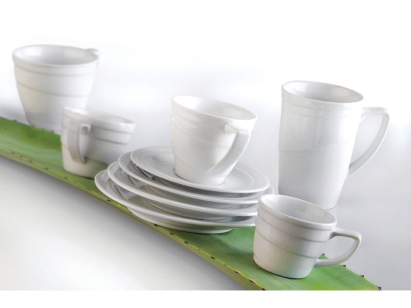 BergHOFF Essentials 4 oz. Porcelain Tea Cup & Saucer Set - Elegant White Coffee Cup for Tea, Espresso & Dessert - Perfect for Home, Cafe & Gift Giving