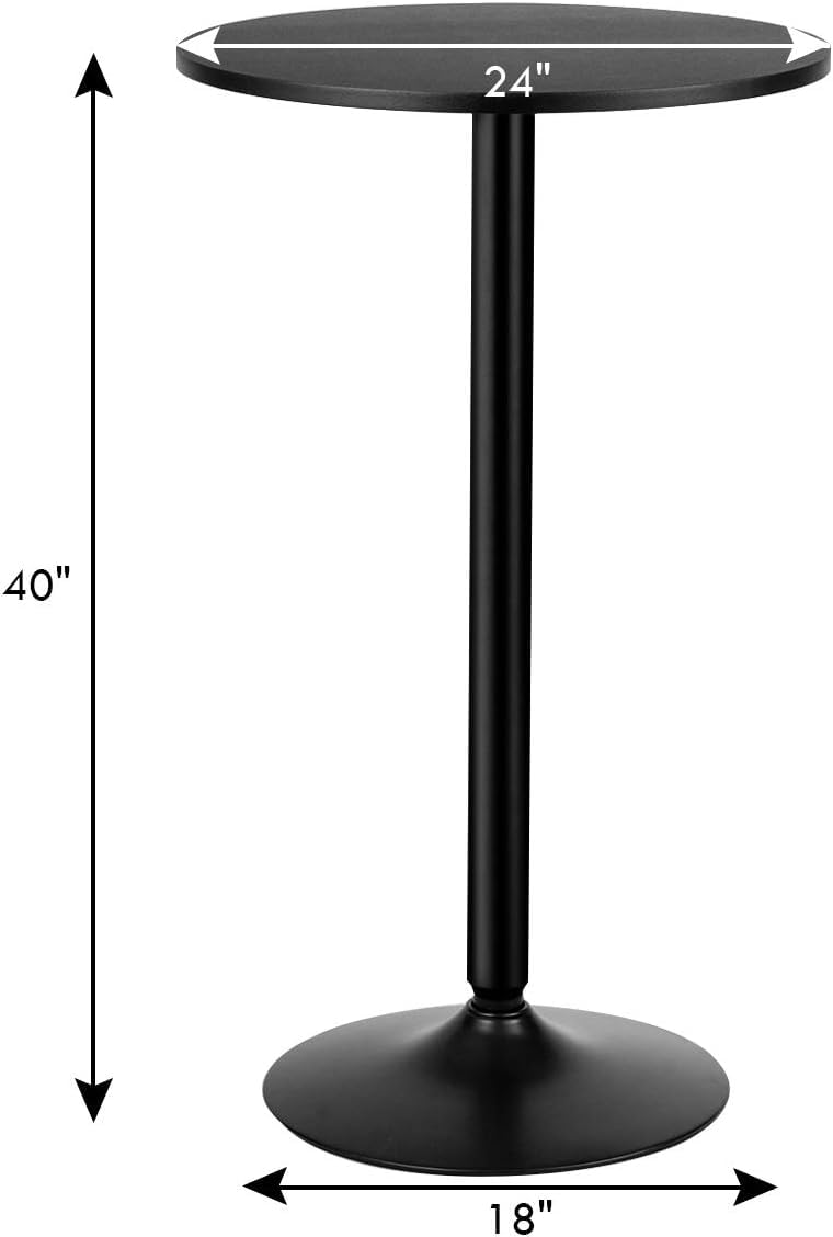2-Pack 40-Inch Modern Cocktail Tables with Metal Base & 24-Inch MDF Round Top, Bistro High Tables for Living Room, Dining Room, Restaurant, Bar, and Outdoor Patio Use