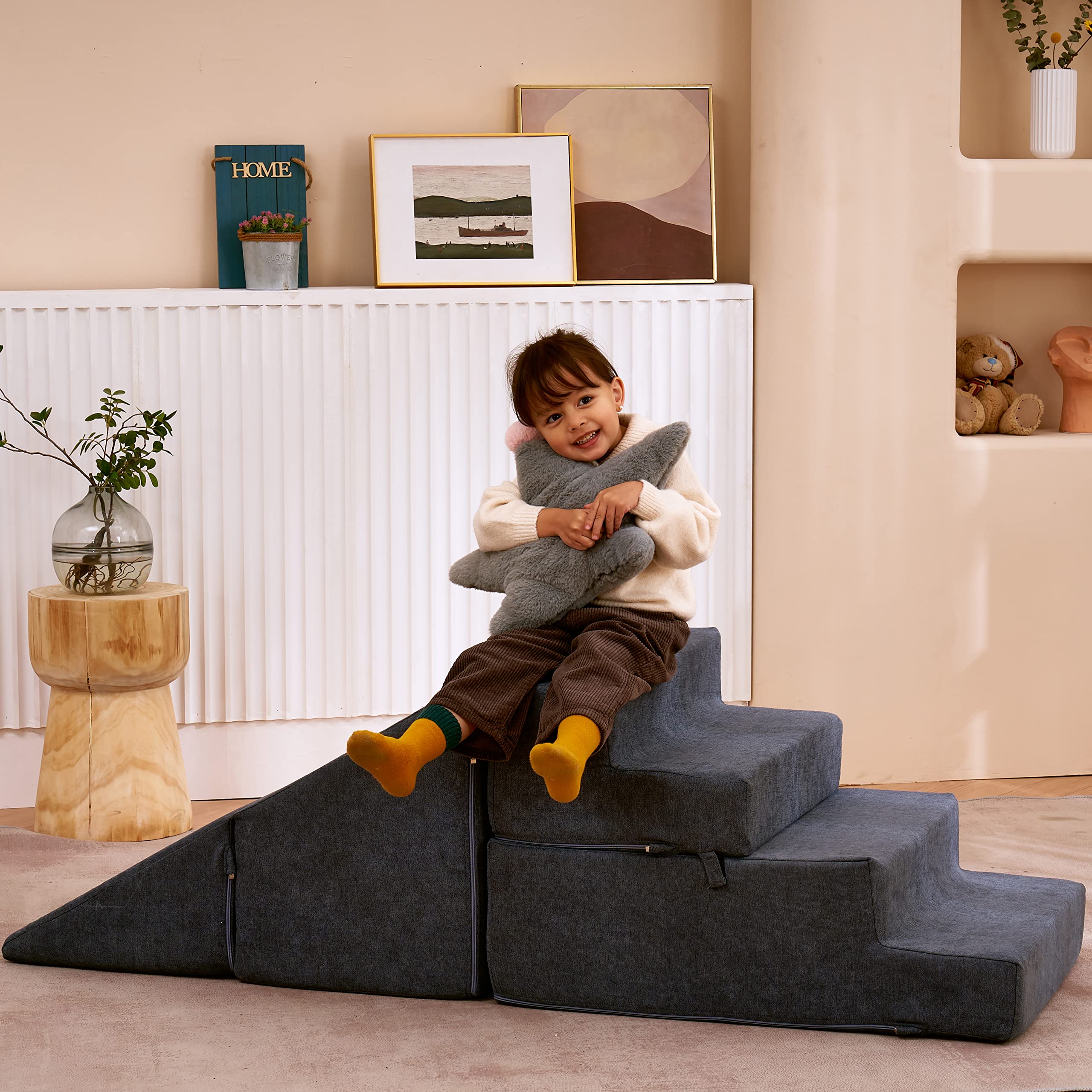 Jela Toddler Climbing Toys Indoor Playset - Safe Soft Foam Climbing Blocks with Slide Stairs for Kids Ages 1-3 | Climb, Crawl & Play | Perfect for Nursery, Playroom & Daycare Indoor Activities