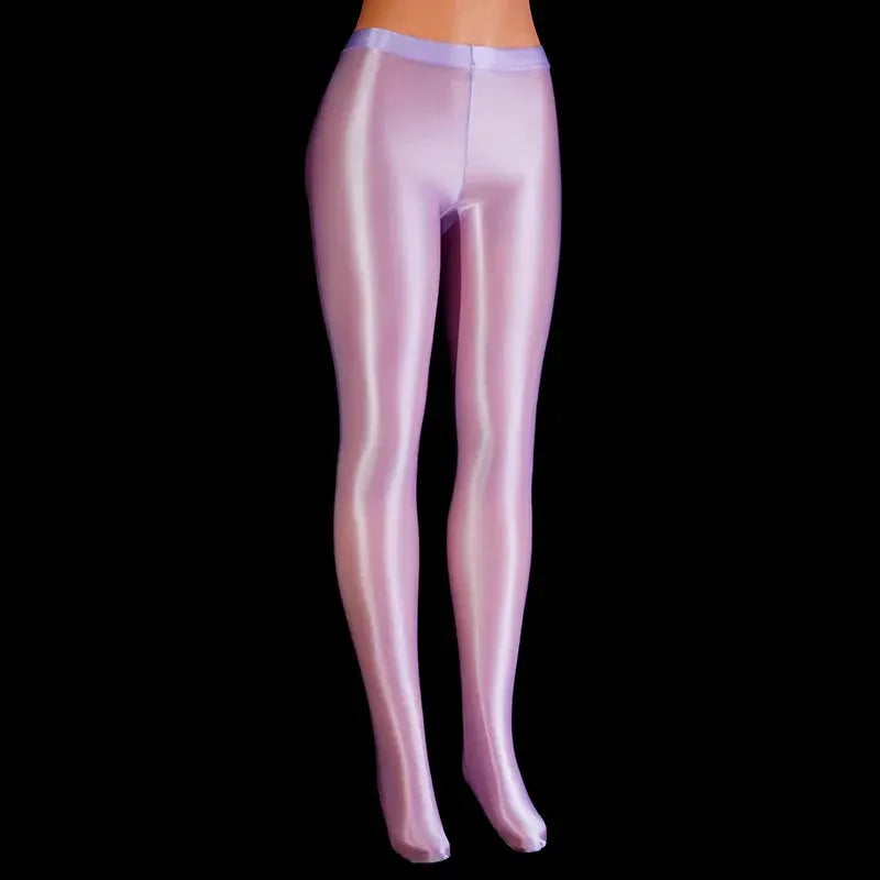 Sexy Women's Transparent Fitness Tights - Shiny Sports Gym Leggings, Satin Glossy Stockings for Dance, Workout & Club Party | High Waisted Yoga Pants for Women | Perfect for Gym, Nightclub & Dance Classes
