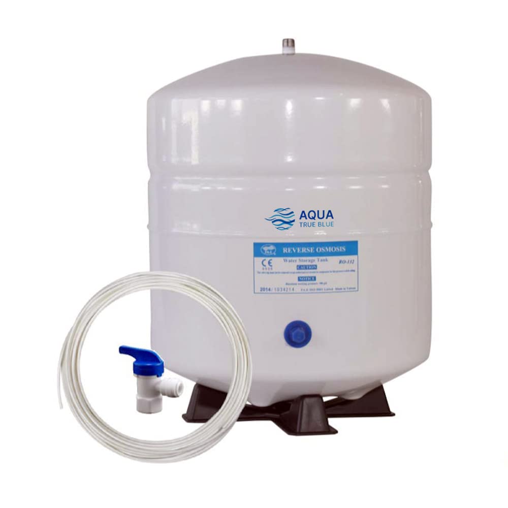 4.5 Gallon Reverse Osmosis Water Storage Pressure Tank (3.2 Gal Capacity) with Valve & Tubing - Perfect for RO Filtration Systems, Under Sink Installation, Home & Office Water Purification