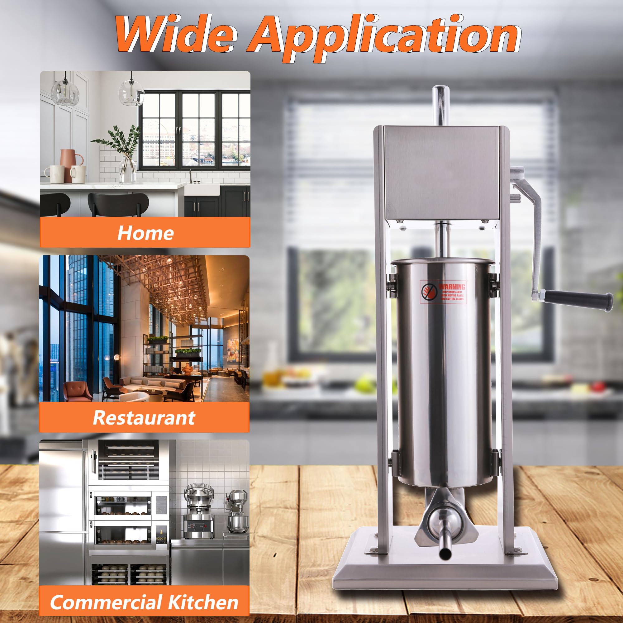 15 Lb/7 L Stainless Steel Vertical Sausage Stuffer Maker - 2 Speed Heavy Duty Sausage Filler for Home Kitchen & Commercial Use | Perfect for Making Italian, Bratwurst, Chorizo & Breakfast Sausages