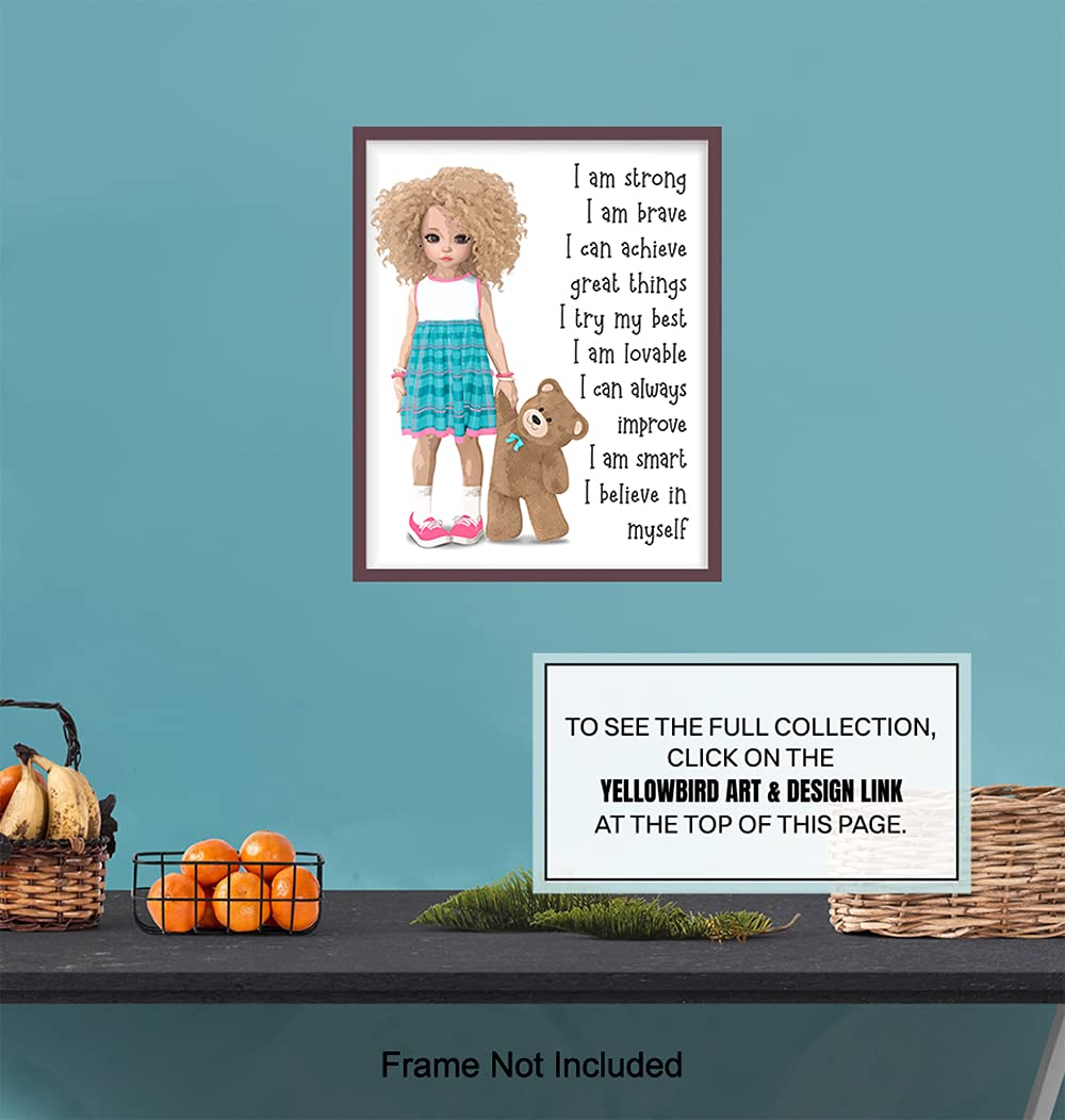 Girls Wall Decor - Inspirational Wall Art for Kids, Positive Affirmations & Quotes - Perfect for Little Girl Bedroom & Toddler Room Decor - Motivational Nursery Decor for Daily Encouragement